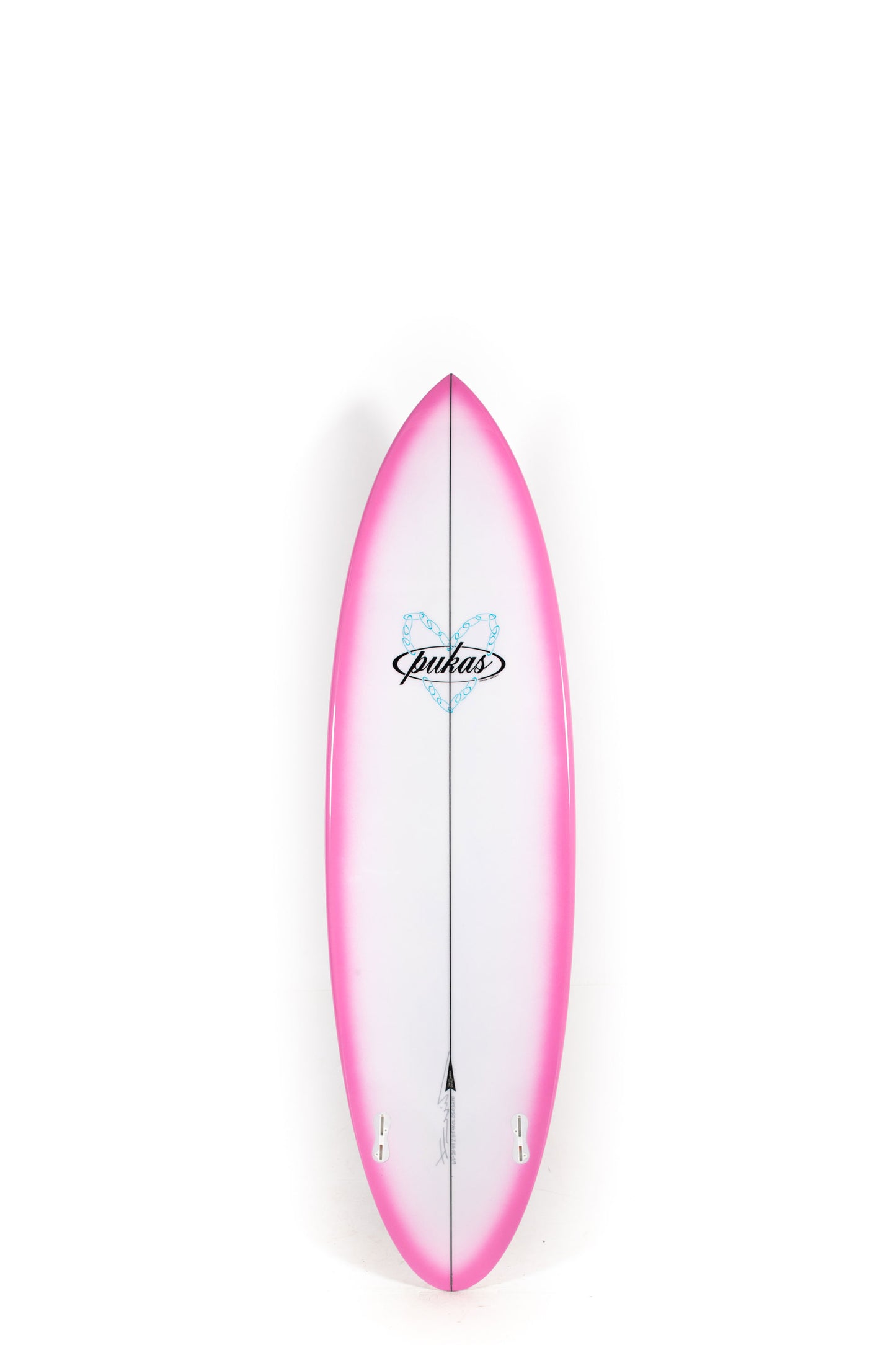 Pink and white Pukas Surfboard Magnetic size 6'6" on a white background by Pukas Surf Shop - 2