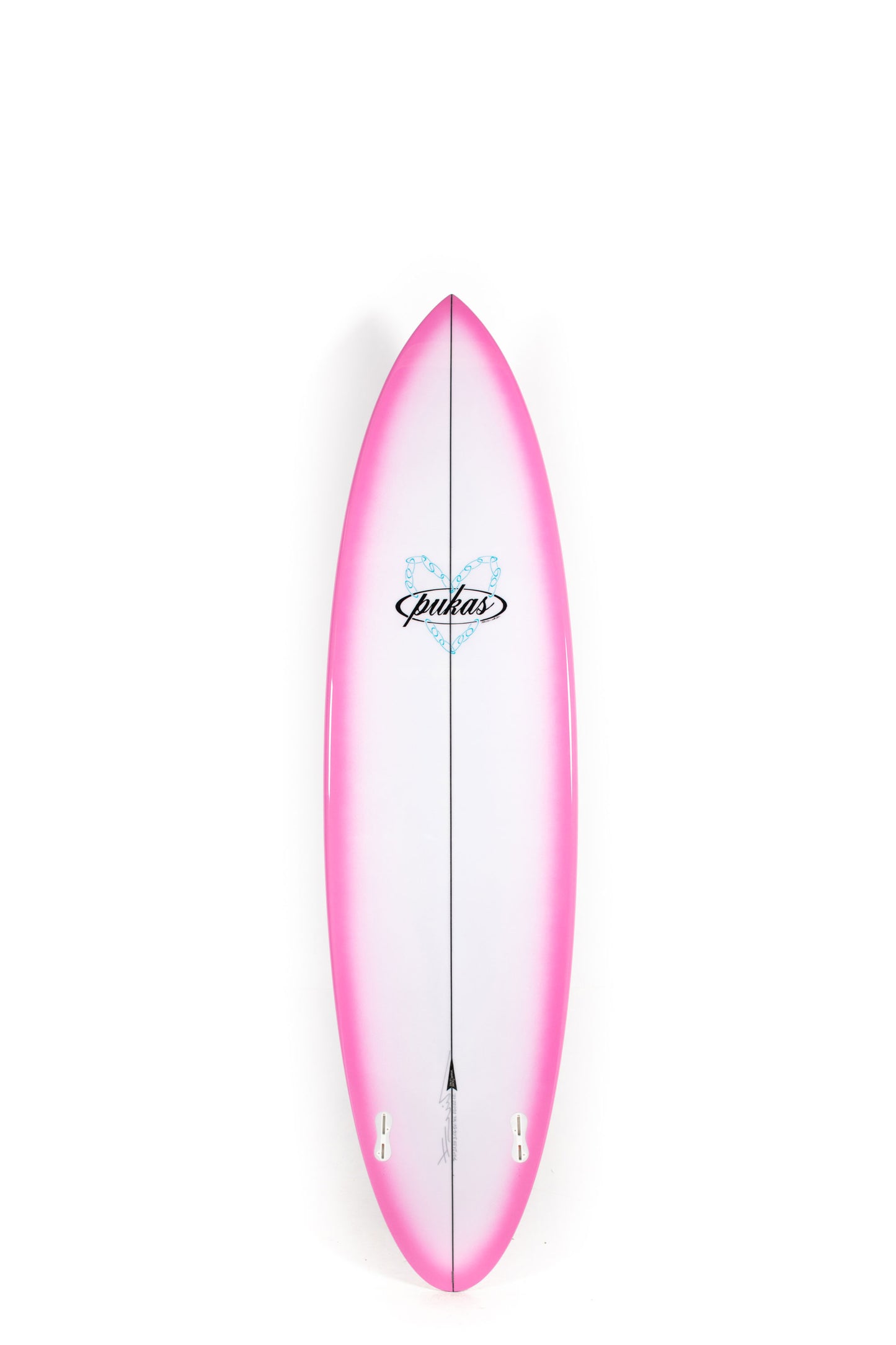 Pink Pukas Surfboard Magnetic size 7'2" on a white background by Pukas Surf Shop - 2
