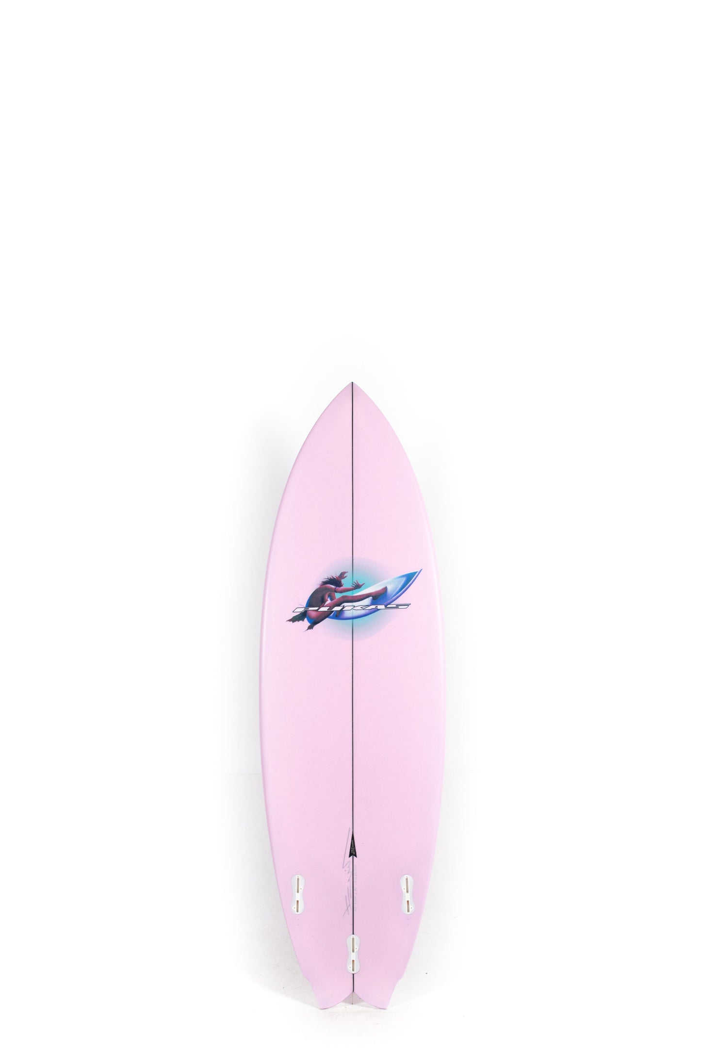 Pink Pukas Surfboard Mustache size 5'7" on a white background by Pukas Surf Shop - 2