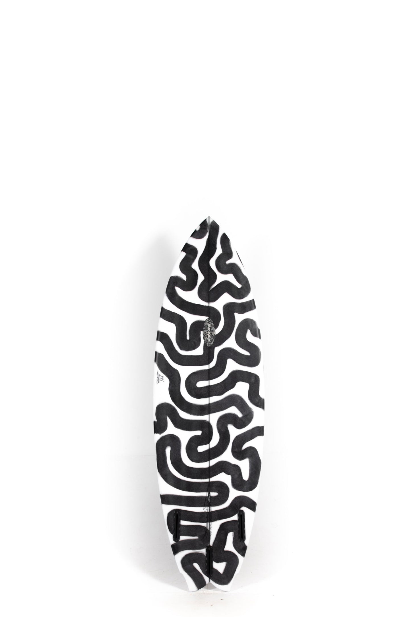 Black and White Pukas Surfboard Mustache size 5'8" at Pukas Surf Shop - 2