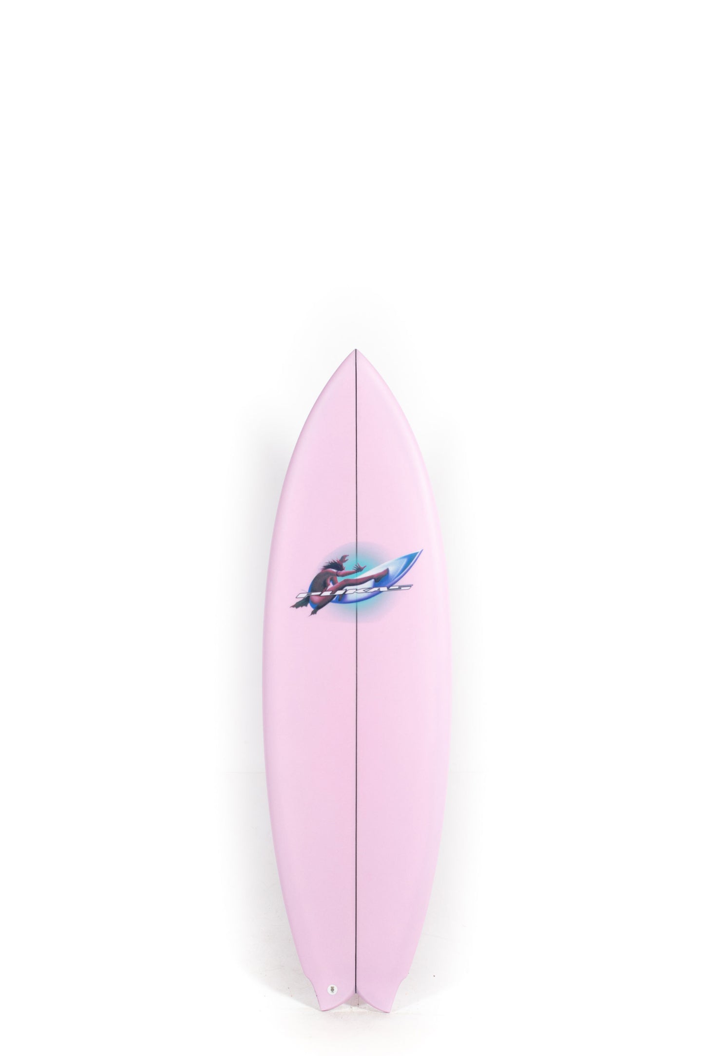 Pink Pukas Mustache Surfboard size 5'9" on a white background by Pukas Surf Shop