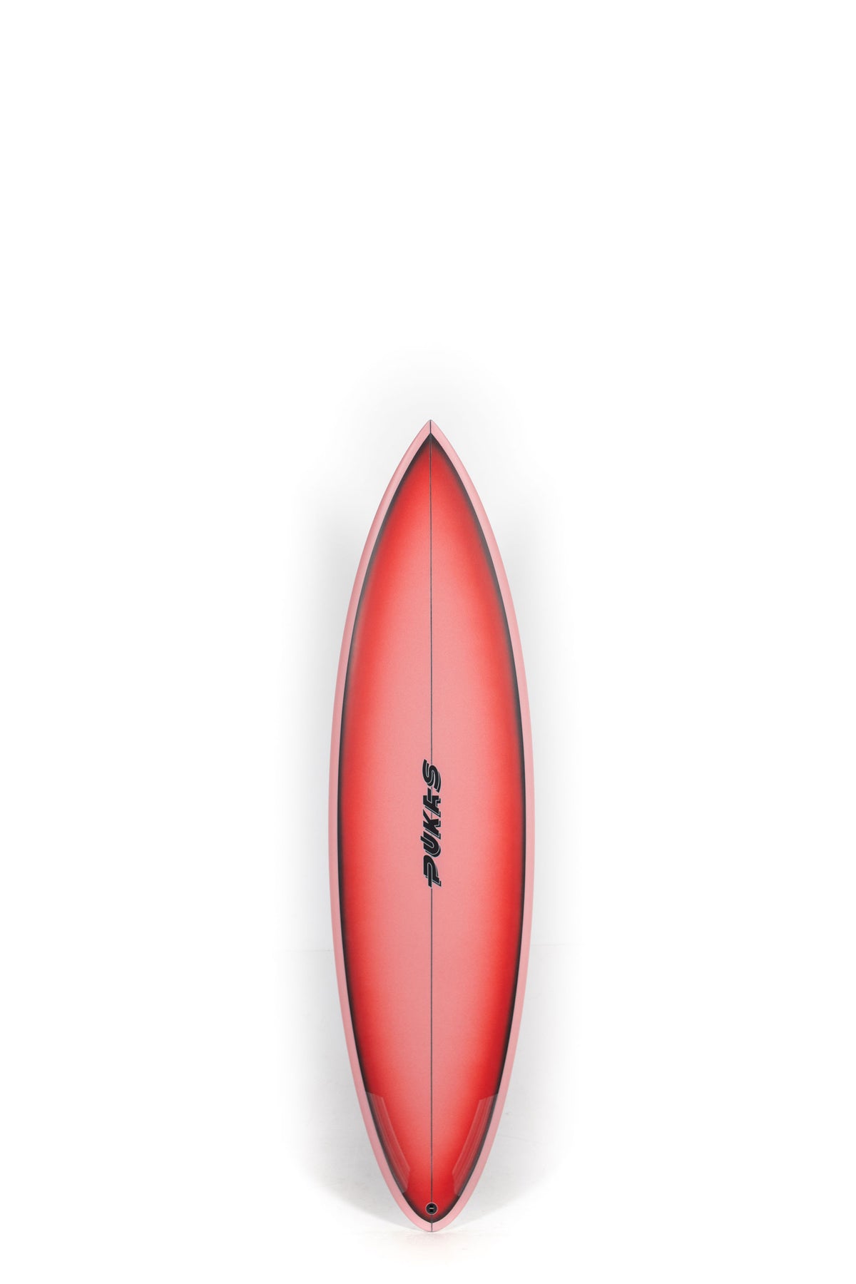 Red Pukas Surfboard Solid Mood size 6'3" on a white background by Pukas Surf Shop 