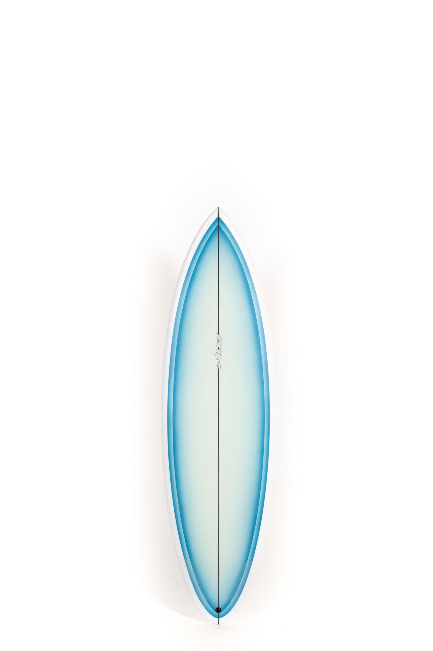 Blue Pukas Surfboard Space Oddity size 6'1" on a white background by Pukas Surf Shop