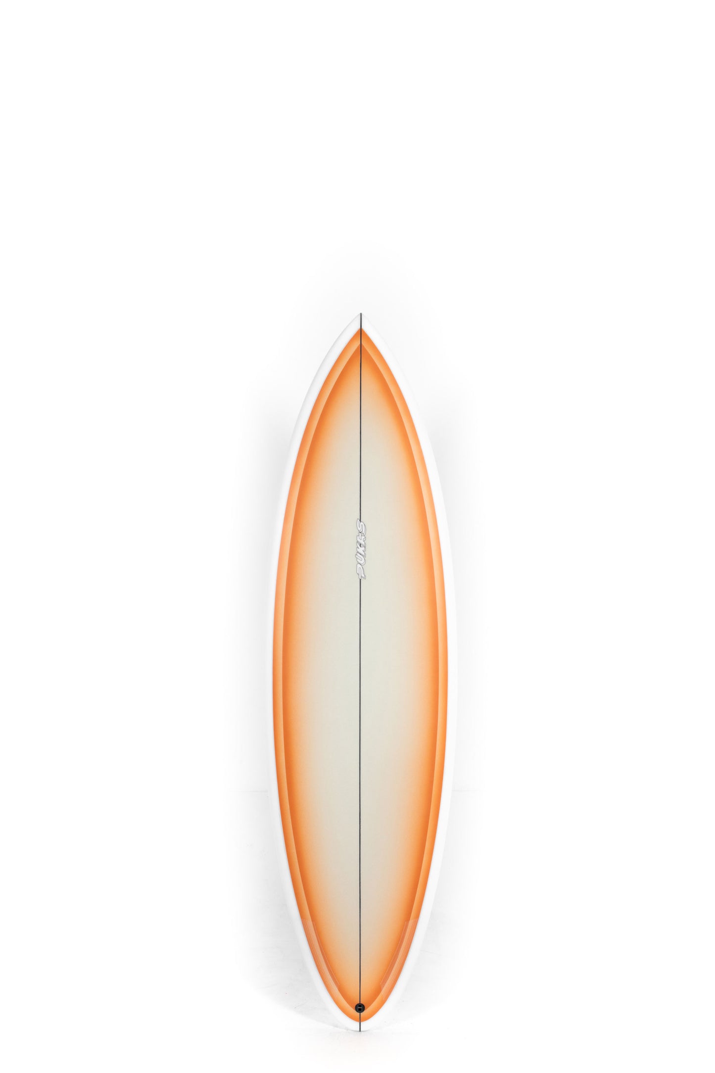 Orange Pukas Surfboard Space Oddity size 6'3" on a white background by Pukas Surf Shop