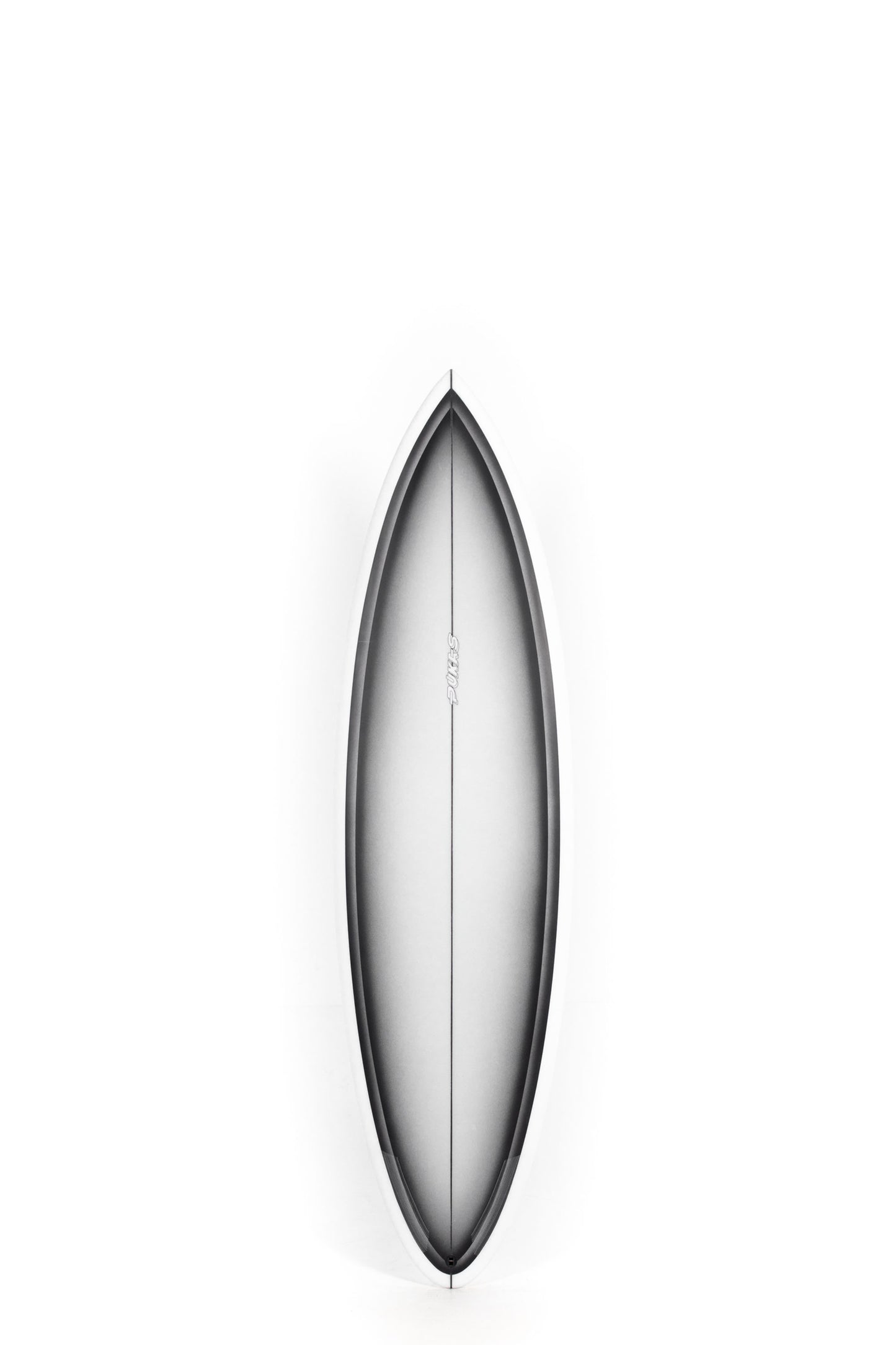 Black and white Pukas Surfboard Space Oddity size 6'8" at Pukas Surf Shop