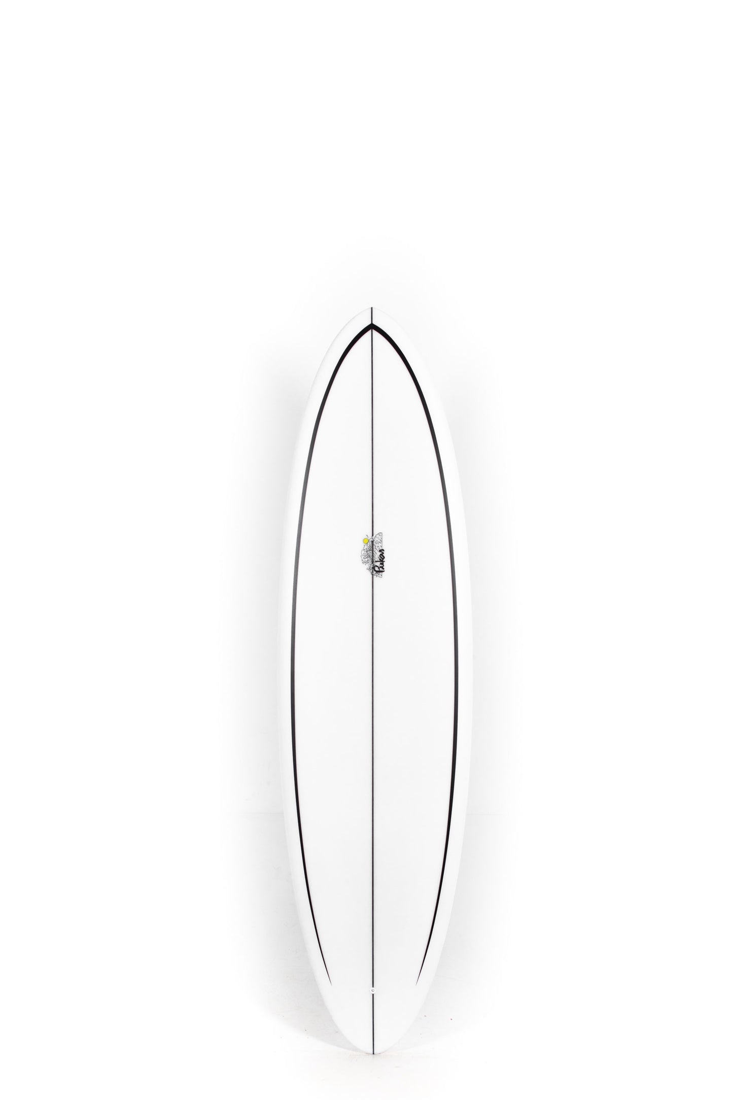 White Pukas Surfboard Lotus on a white background by Pukas Surf Shop