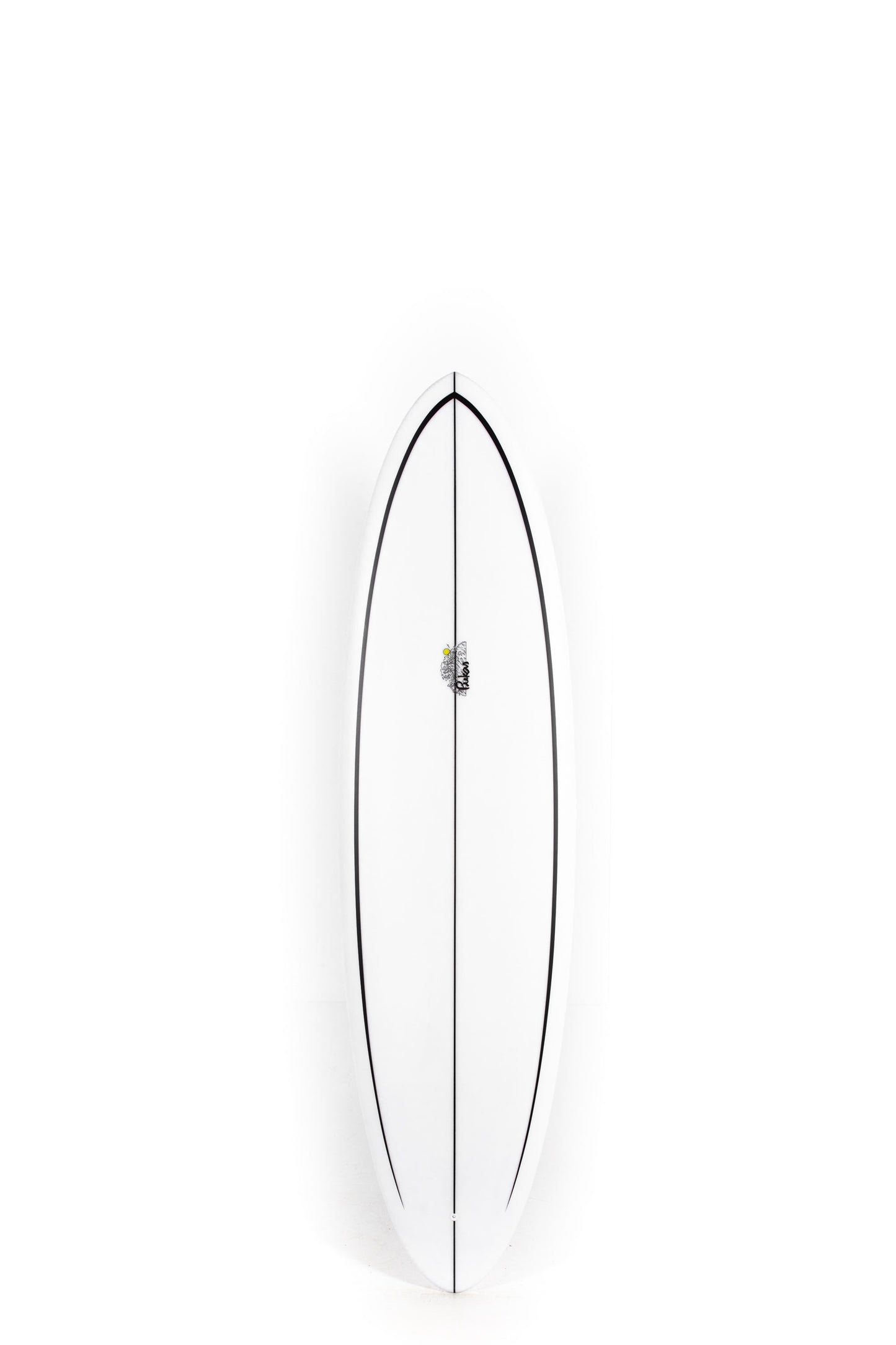 White Pukas Surfboard Lotus size 6'8" on a white background by Pukas Surf shop