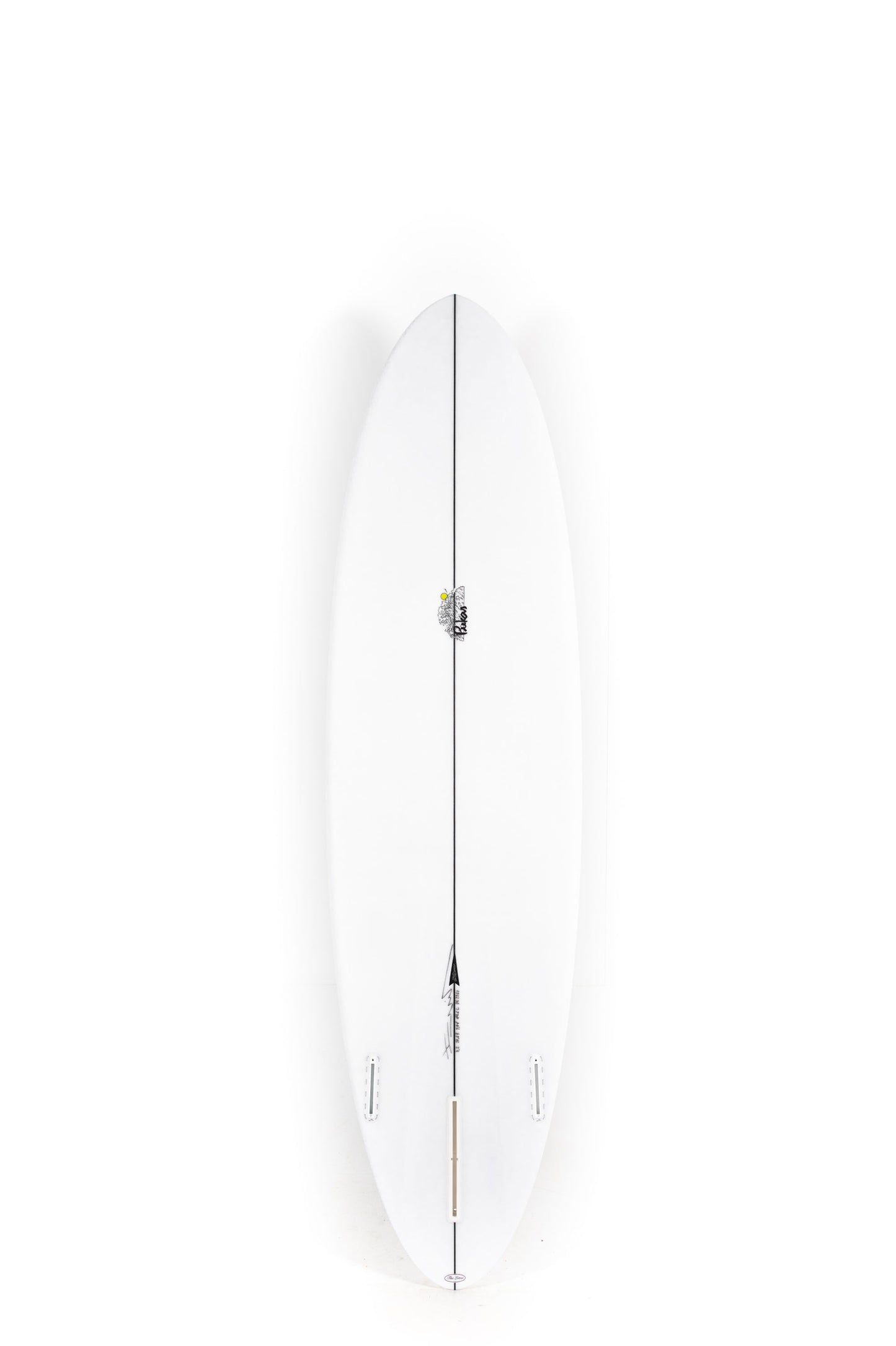 White Pukas Surfboard Lotus size 7'2" on a white background by Pukas Surf Shop - 2