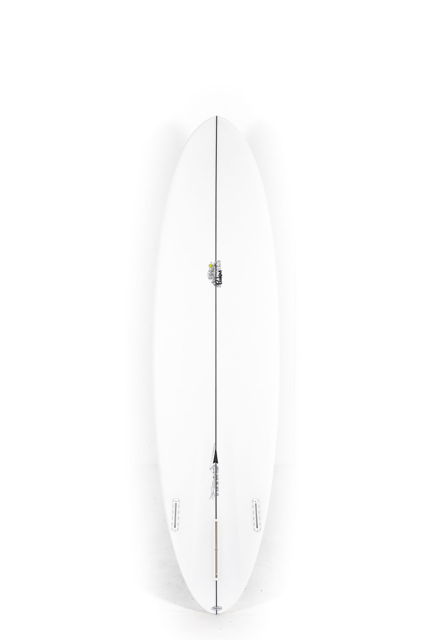 White Pukas Surfboard Lotus size 7'4" on a white background by Pukas Surf Shop - 2