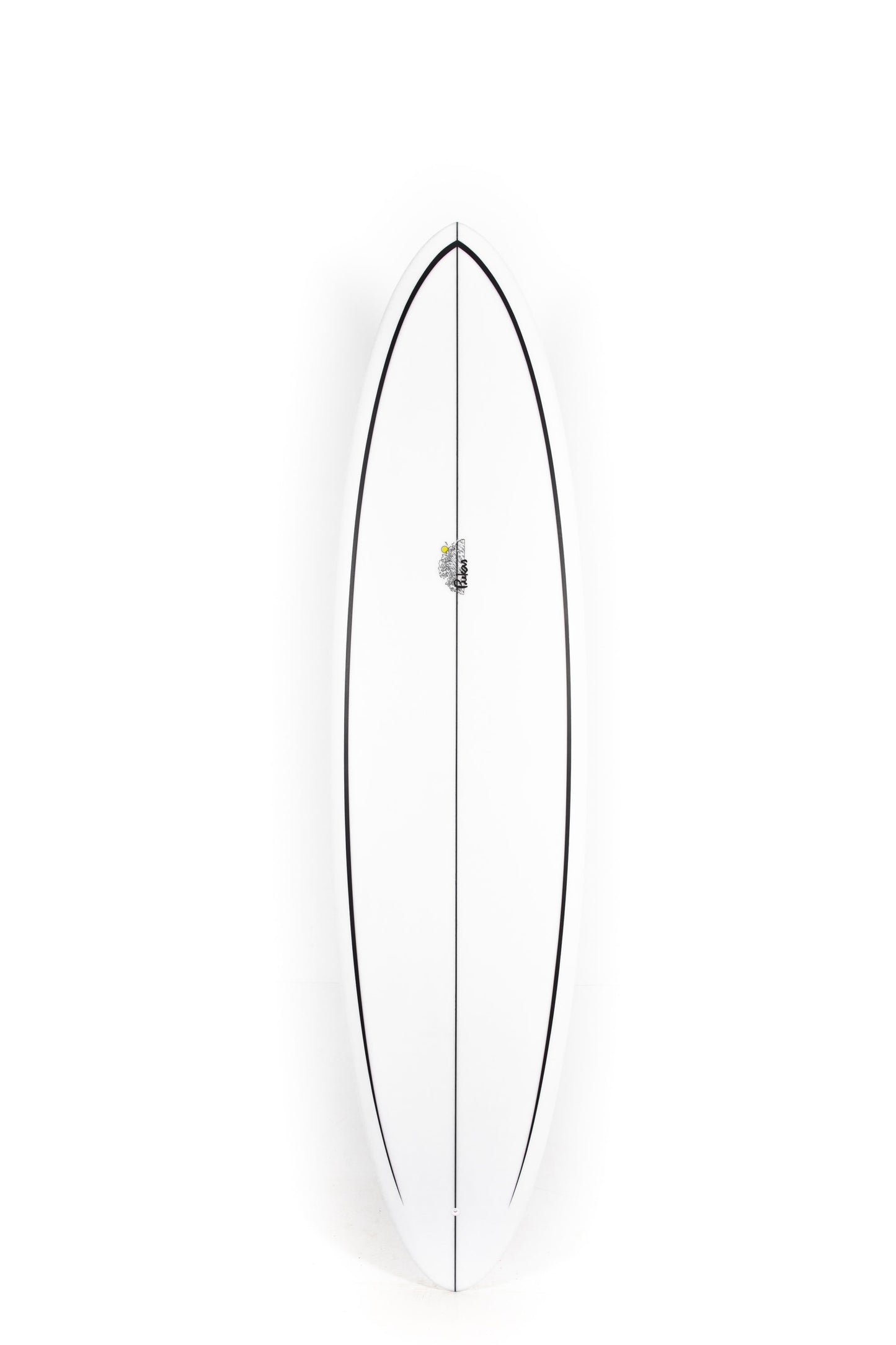 White Pukas Surfboard Lotus size 7'6" on a white background by Pukas surf Shop
