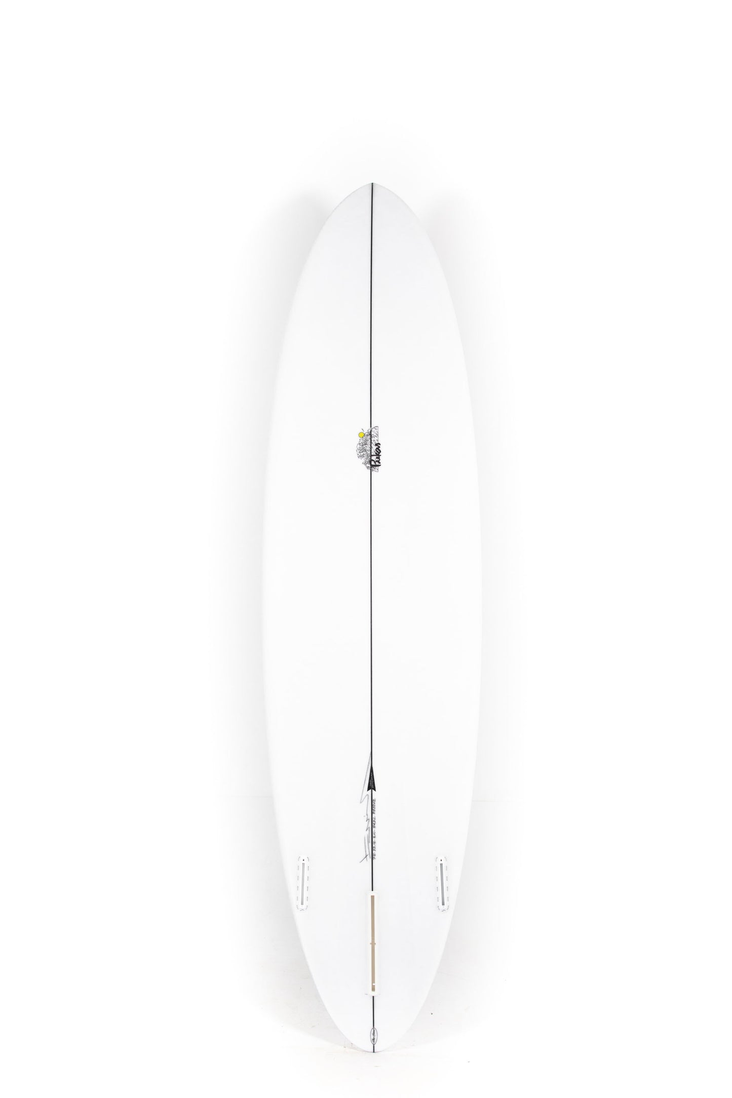 White Pukas Surfboard Lotus size 7'6" on a white background by Pukas surf Shop - 2