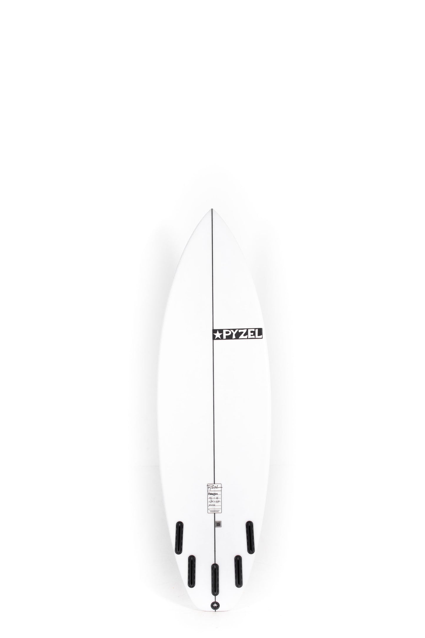 White Pyzel Phantom surfboard size 6'0" with a logo on a white background by Pukas surf shop - 2