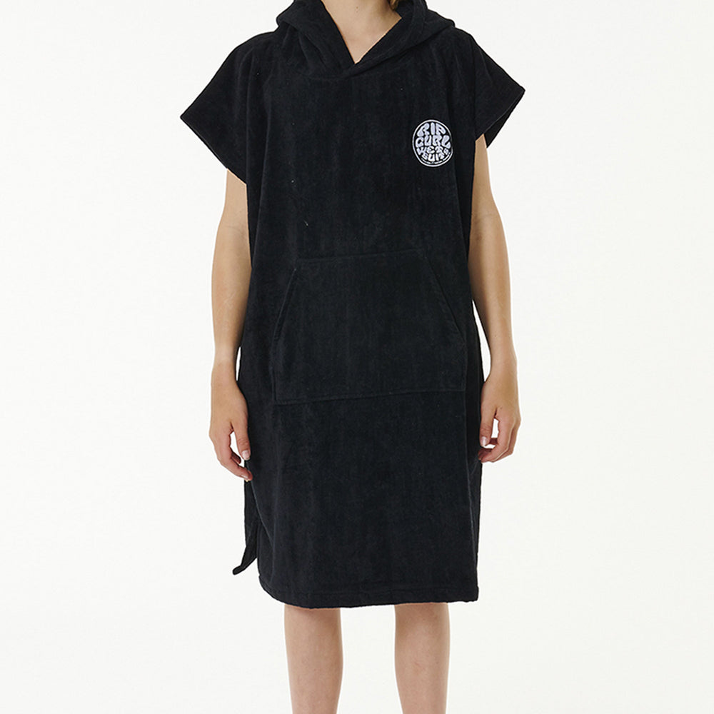 Pukas-Surf-Shop-Rip-curl-poncho-kids-logo-hooded-poncho-boy-black