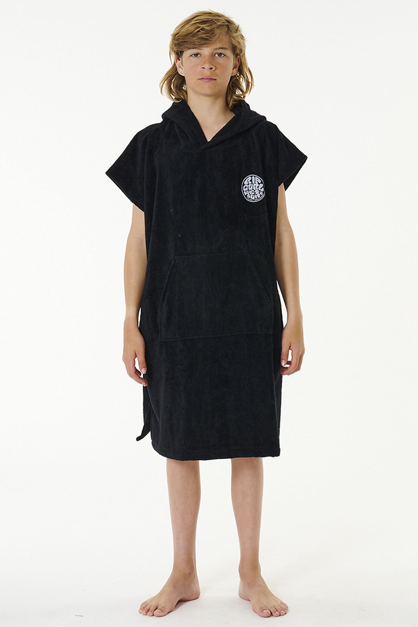 Pukas-Surf-Shop-Rip-curl-poncho-kids-logo-hooded-poncho-boy-black