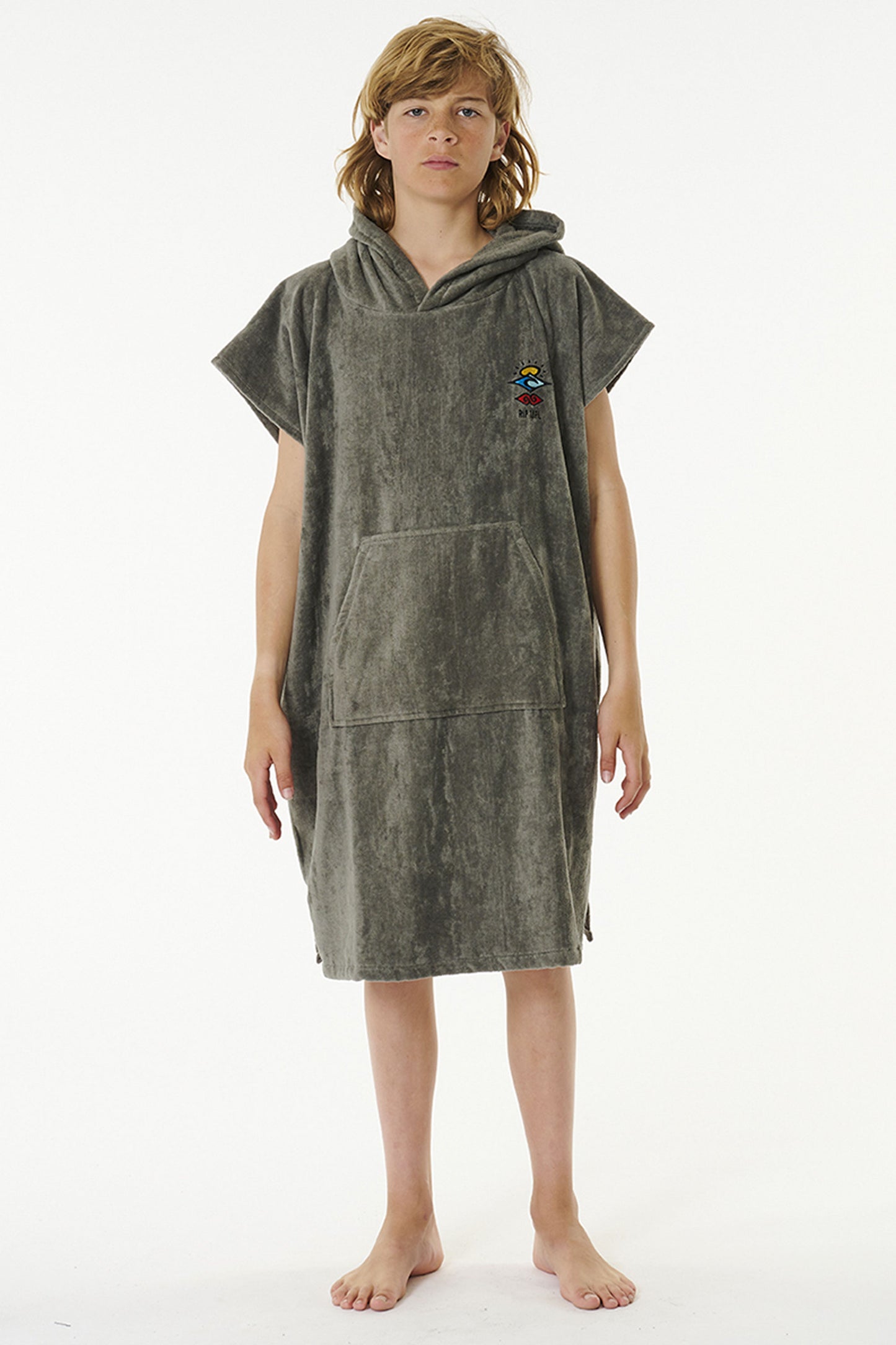 Pukas-Surf-Shop-Rip-curl-poncho-kids-logo-hooded-poncho-boy-grey