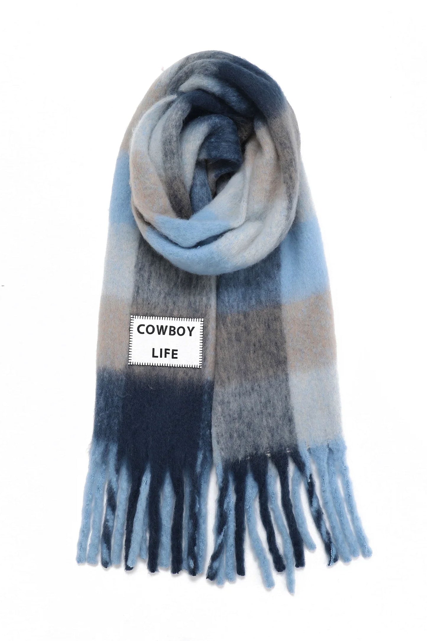 Verb To Do Pukas Surf Shop Maxibufanda Cowboy Life oversized blue scarf statement winter wrap