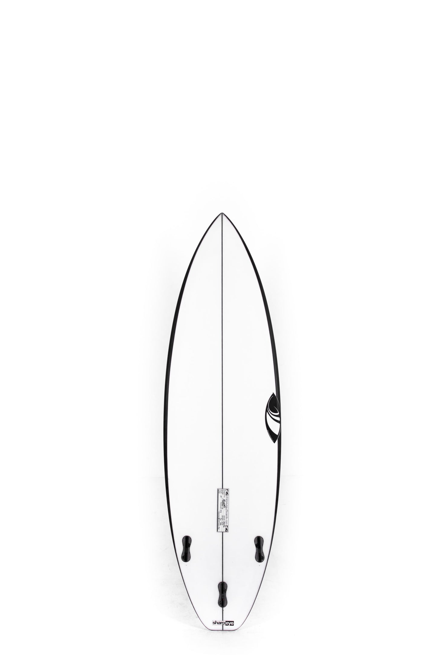 White and black Sharpeye Surfboard Inferno 72 size 5'10" on a white background by Pukas Surf Shop - 2