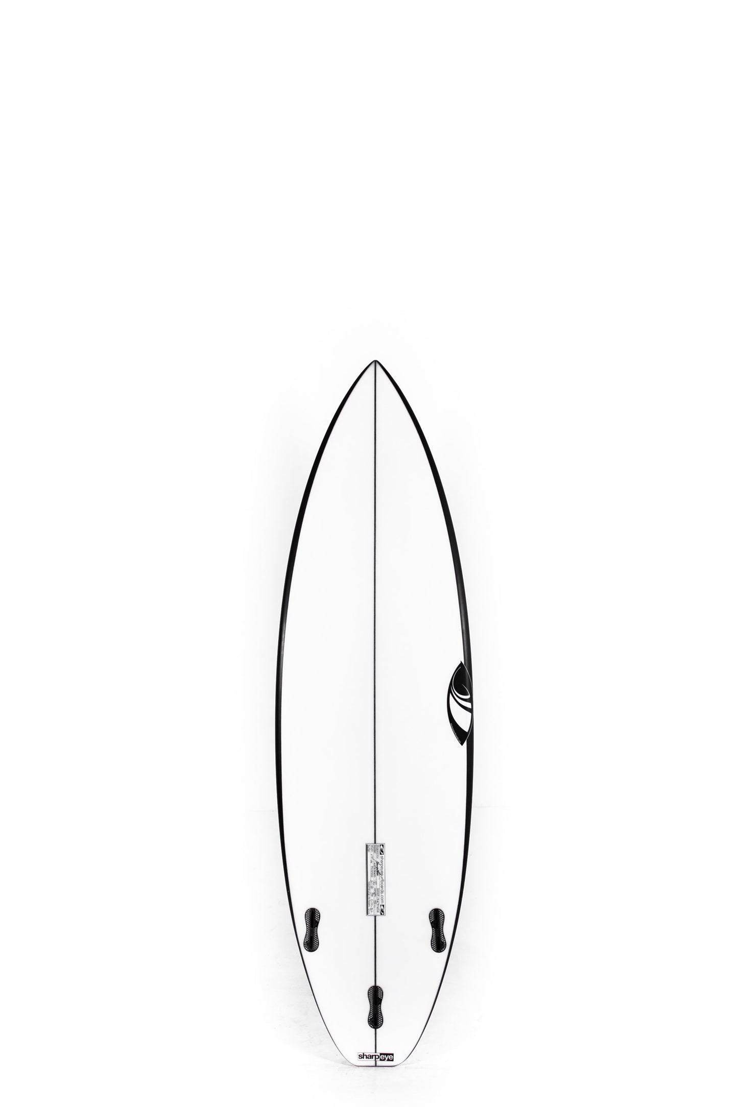White and black Sharpeye Surfboard Inferno 72 size 5'11" on a white background by Pukas Surf Shop - 2