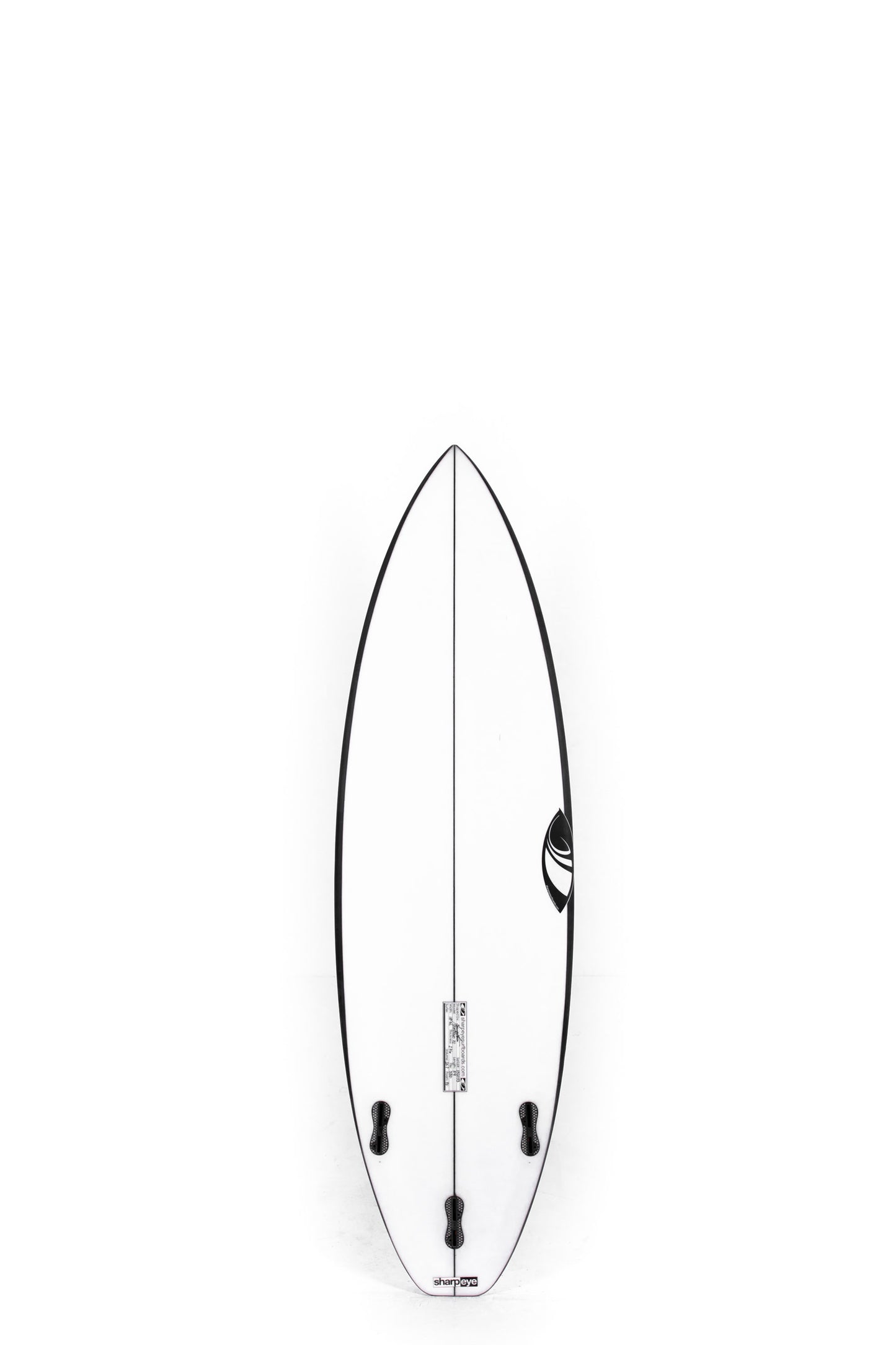 White and black Sharpeye Surfboard Inferno 72 size 5'9" on a white background by Pukas Surf Shop - 2
