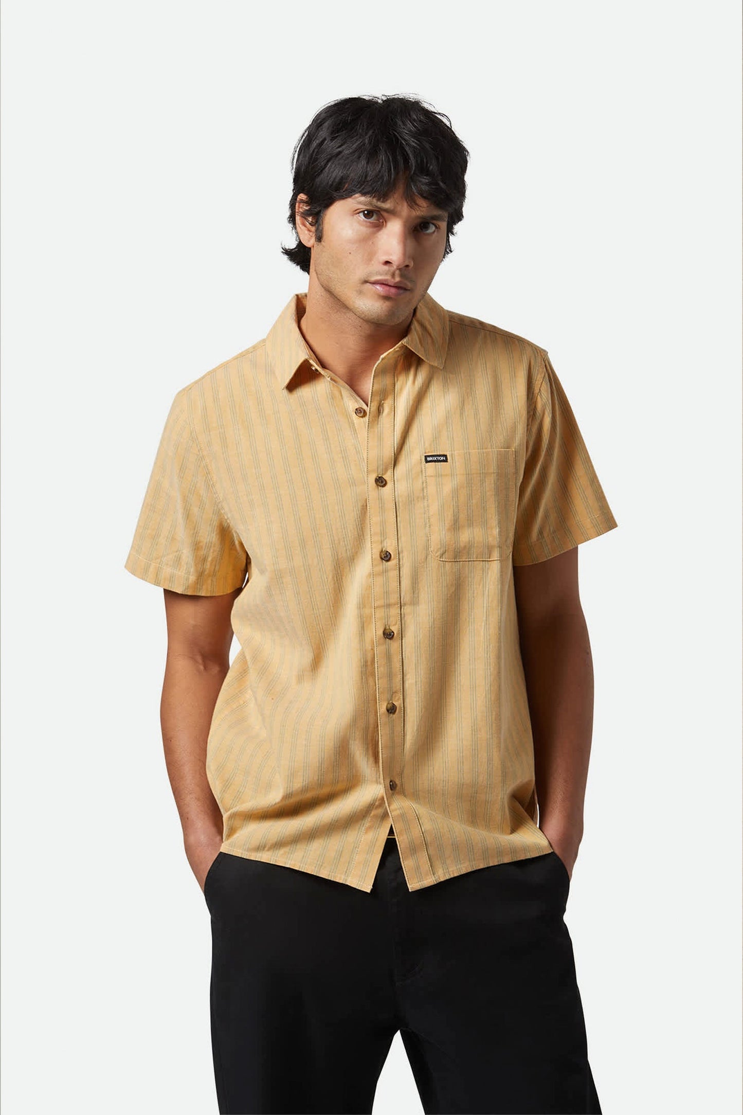 Pukas-Surf-Shop-Shirt-Man-Brixton-Oxford-Stripe-Orange