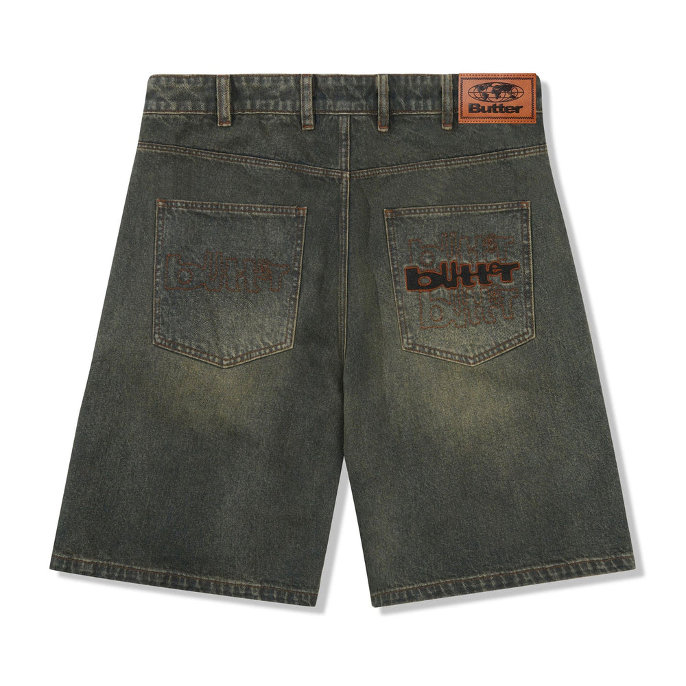 
                      
                        BUTTER - WARPED DENIM SHORTS - DIRTY WASH INDIGO
                      
                    