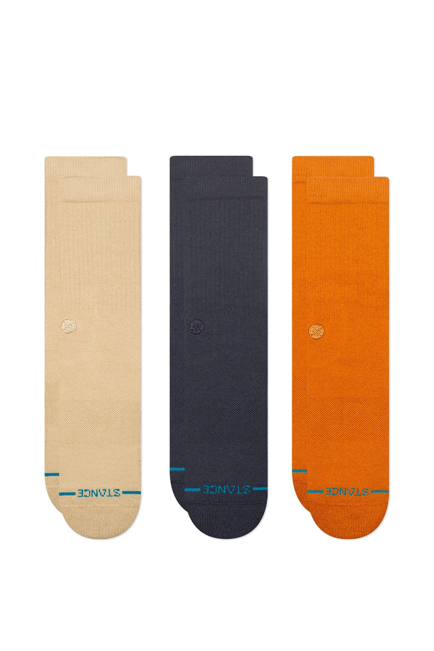 Stance Pukas Surf Shop Icon Crew Sock 3-Pack Sand one pack three pairs neutral tones