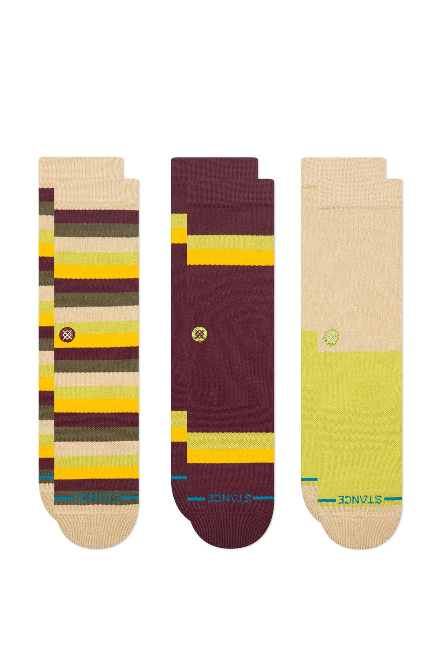 Stance Pukas Surf Shop Upstate Crew Sock 3-Pack green crew socks padded comfort