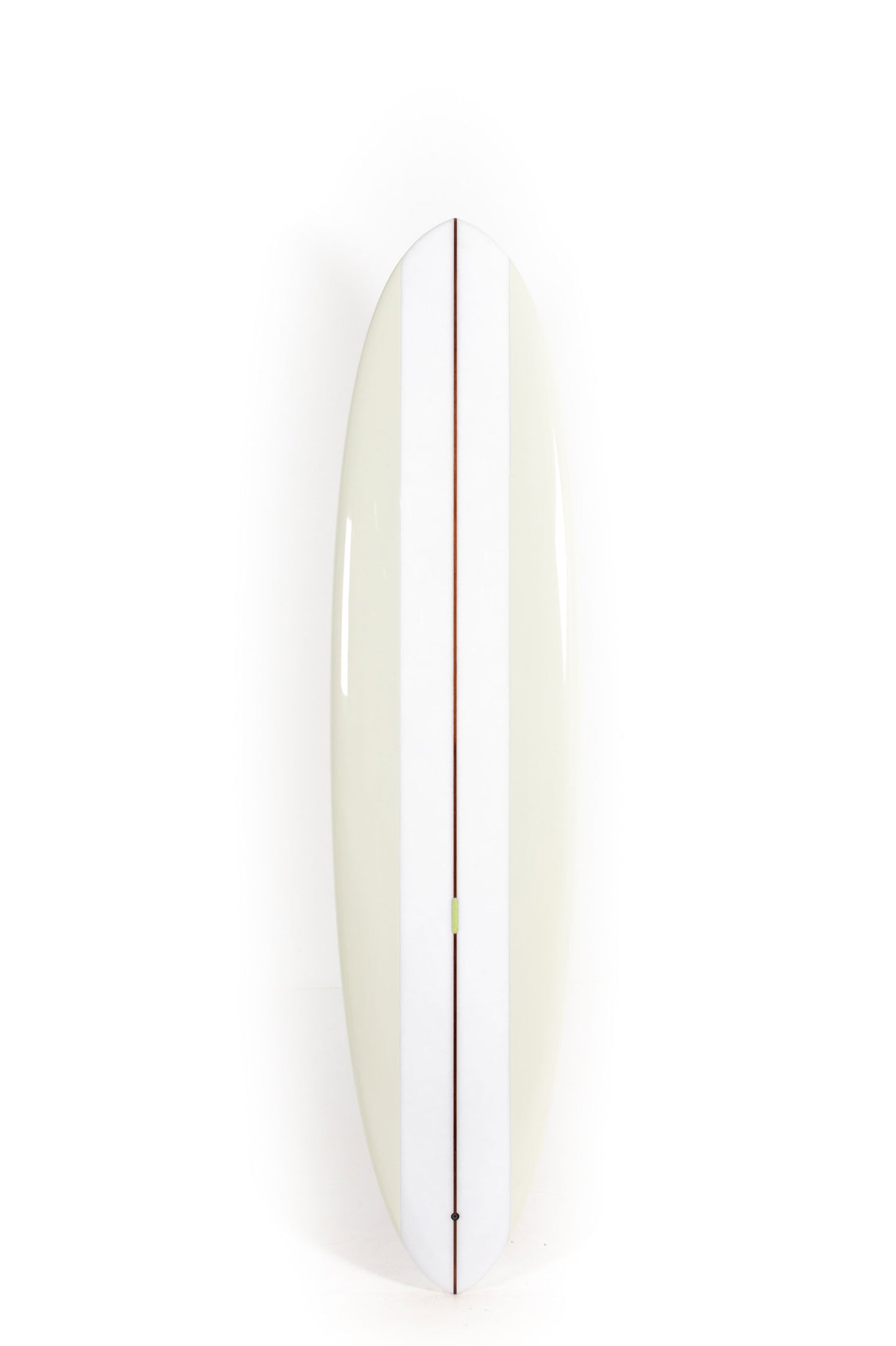 Yellow and white Mid length by son of cobra size 7'6" at Pukas Surf Shop
