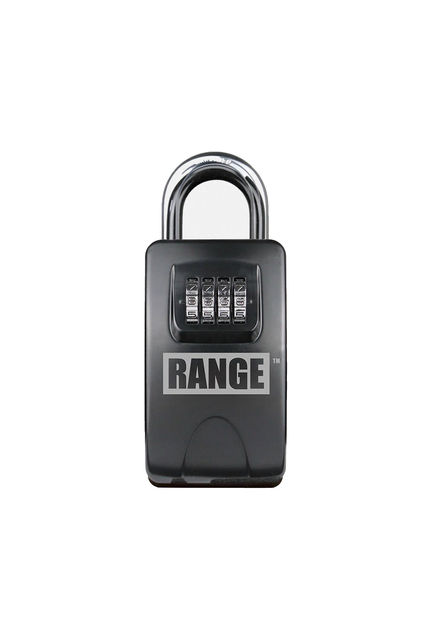 Black combination lock with 'RANGE' branding on a white background