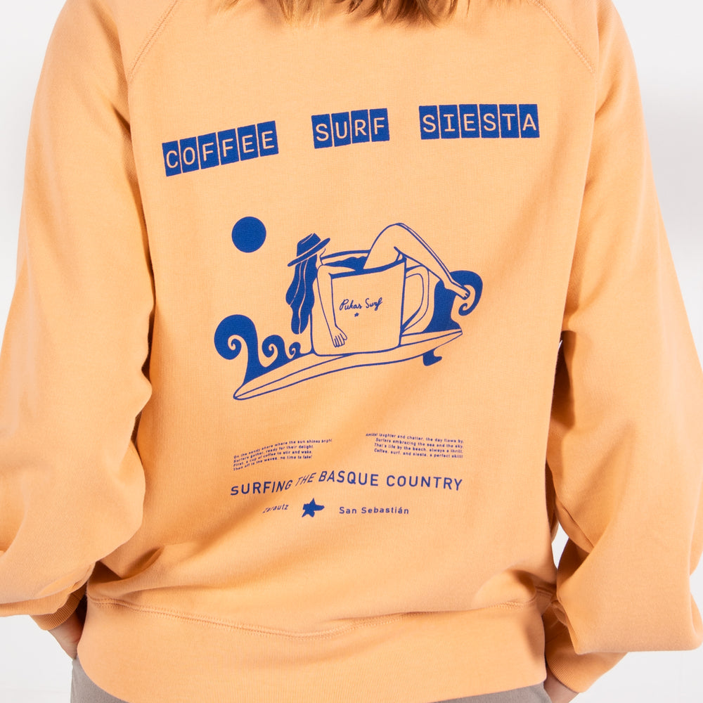 Pukas-Surf-Shop-Surfing-with-amigos-woman-coffee-surf-hoodie-orange