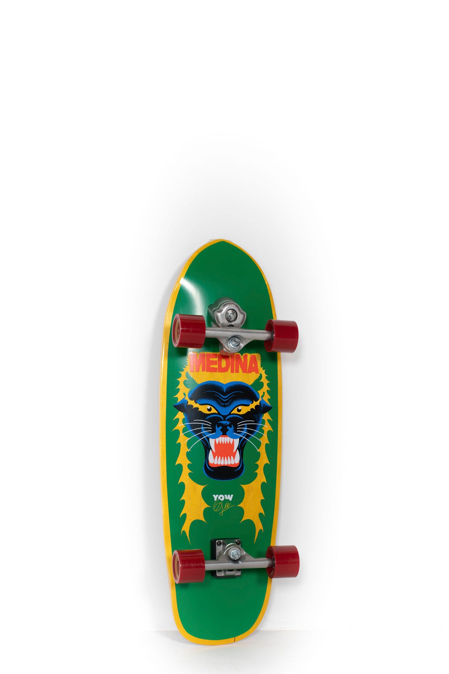 YOW Medina Panthera 33.5" signature series surfskate in green and red colorway
