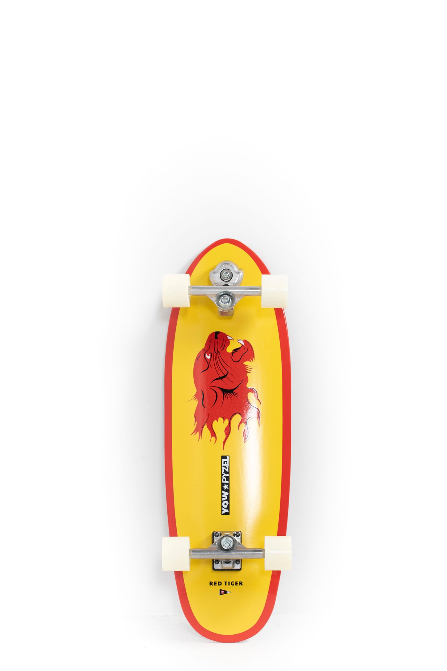 YOW Red Tiger 32.6" Pyzel surfskate in red and yellow colorway
