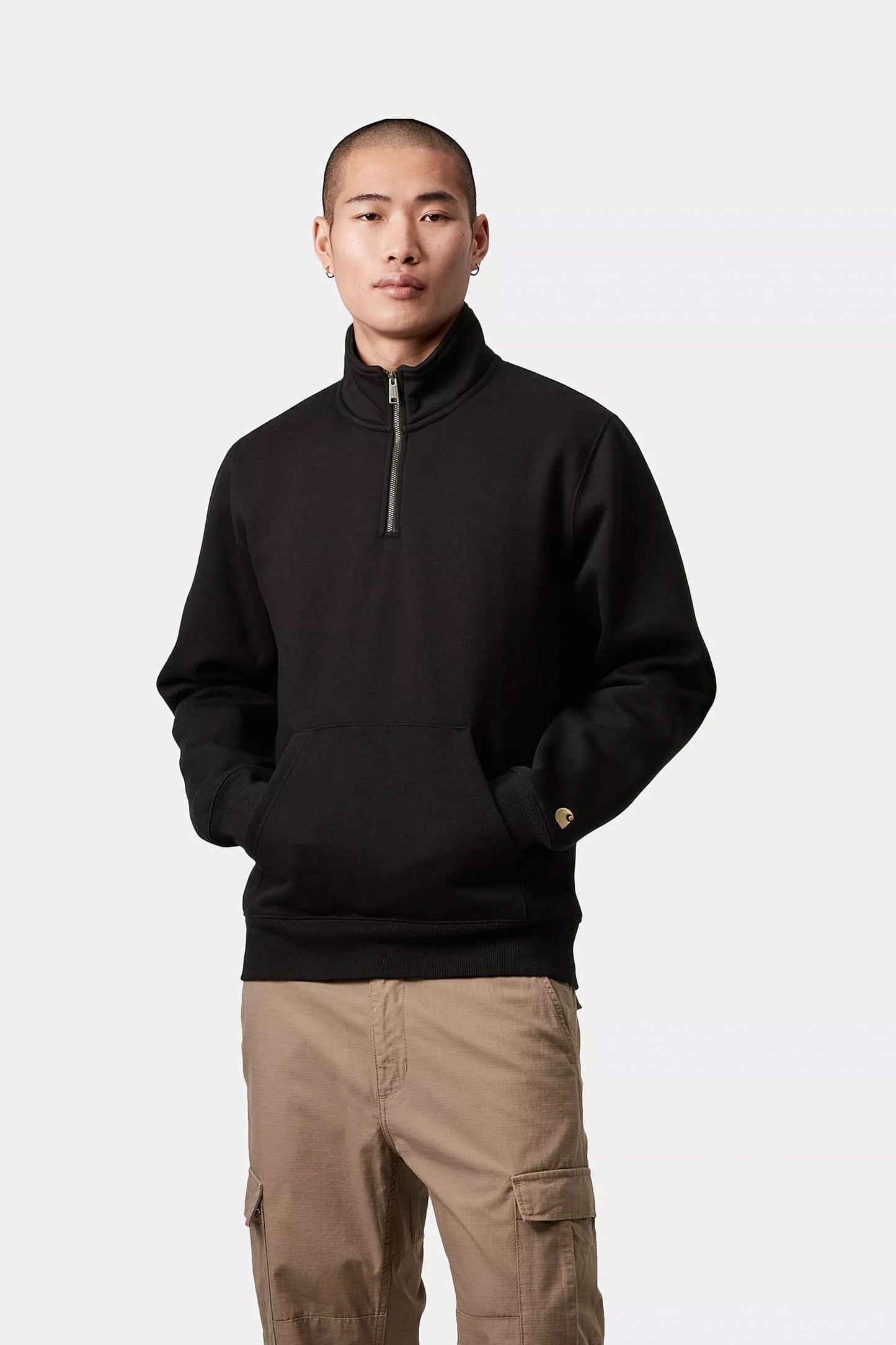 Pukas-Surf-Shop-Sweat-Carhartt-Chase-Neck-Zip-Black