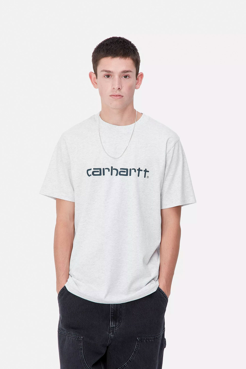 Pukas-Surf-Shop-Tee-Man-Carhartt-WIP-Script-Ash-Heather