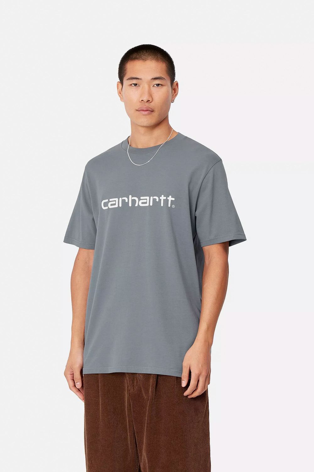 Pukas-Surf-Shop-Tee-Man-Carhartt-WIP-Script-Dove-Grey