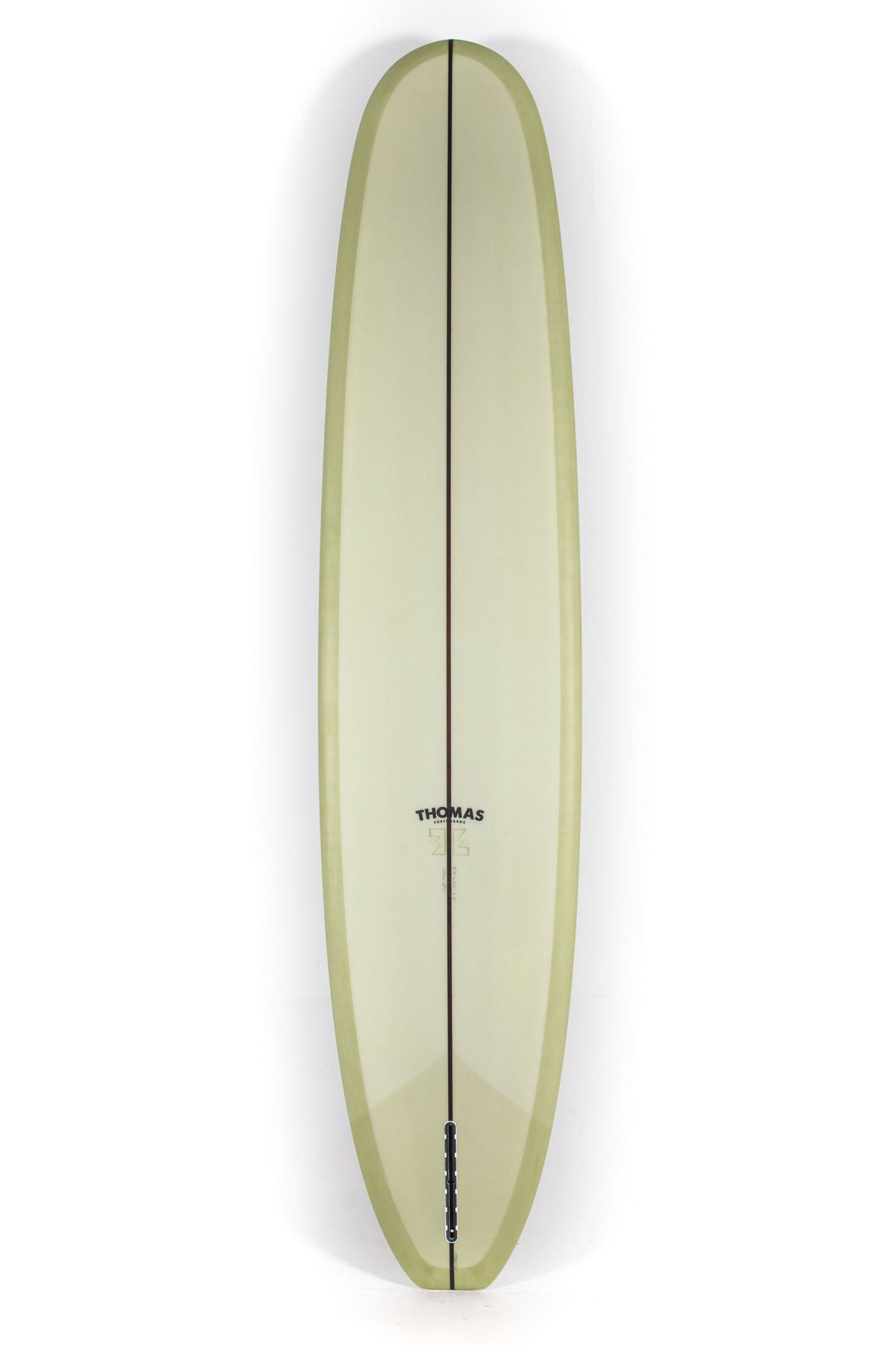 Green Thomas Surfboard Malibu size 9'6" on a white background by Pukas surf shop - 2