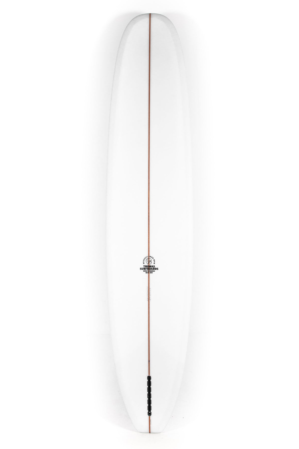 White Thomas Surfboard Moose Knuckle size 9'6" on a white background by Pukas Surf Shop - 2