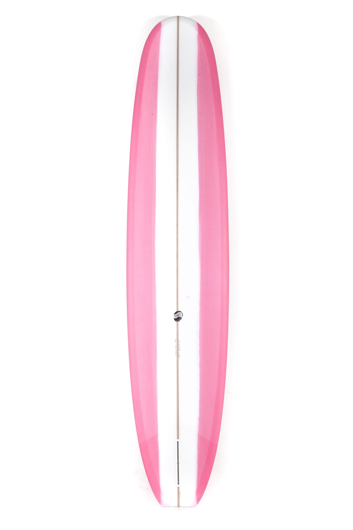 Pink and white Thomas surfboard New Faithful size 9'8" on a white background by Pukas Surf Shop - 2