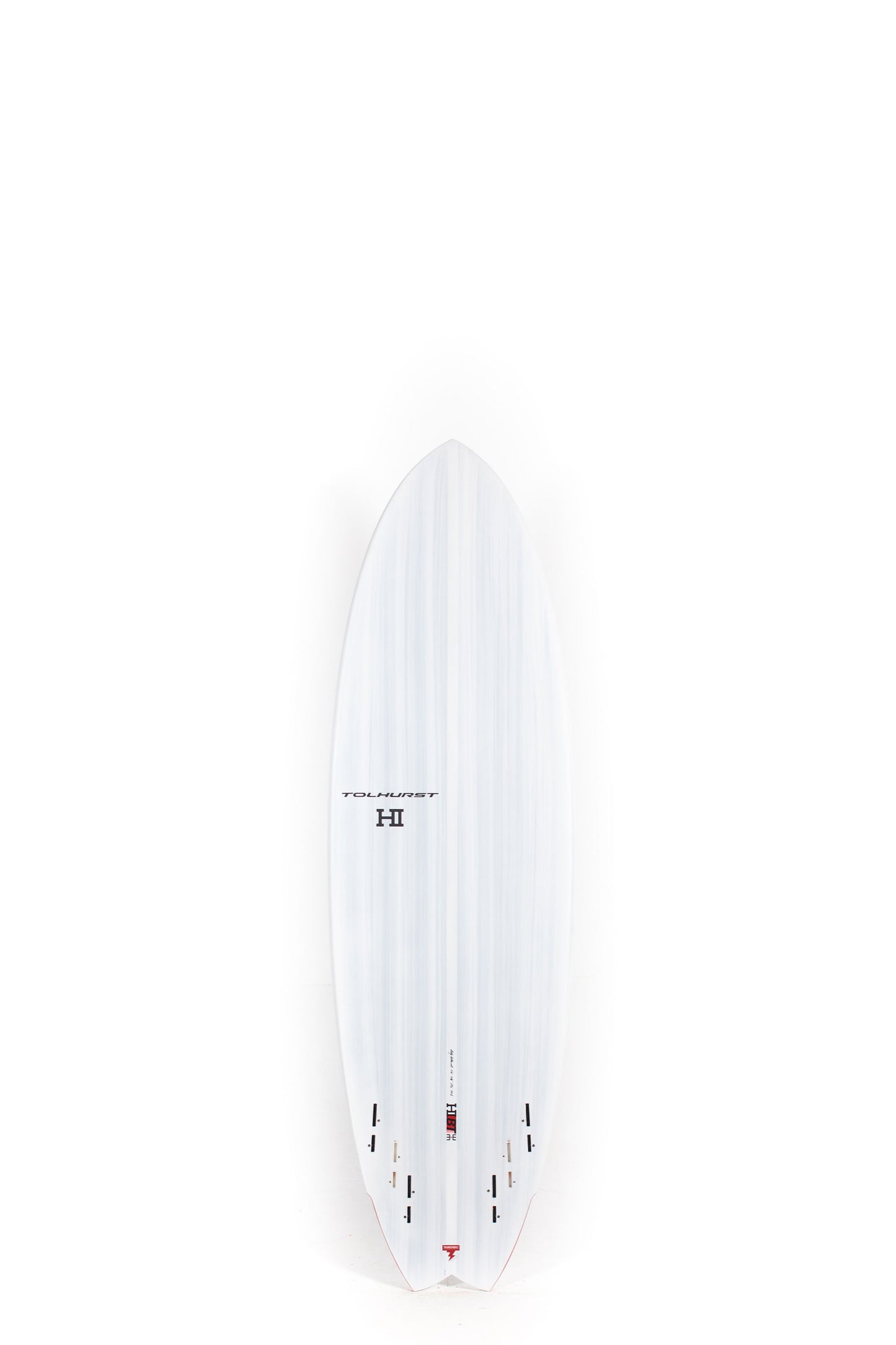 Grey Thunderbolt Hibt 3+3 Surfboard size 5'10" on a white background by Pukas Surf Shop - 2