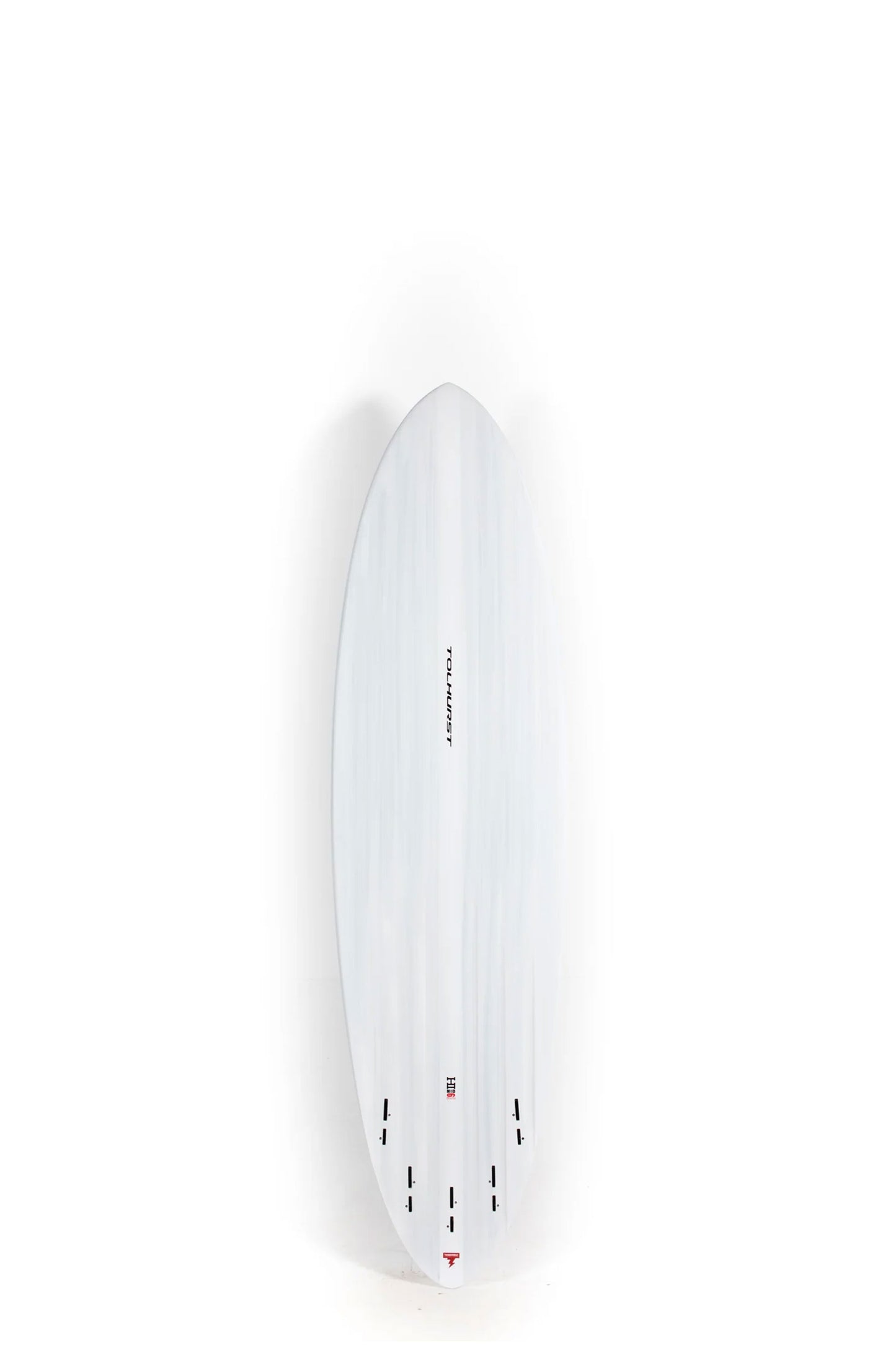 Light Grey Harley Ingleby Mid 6 Mini surfboard with a logo on a white background by Pukas Surf Shop - 2