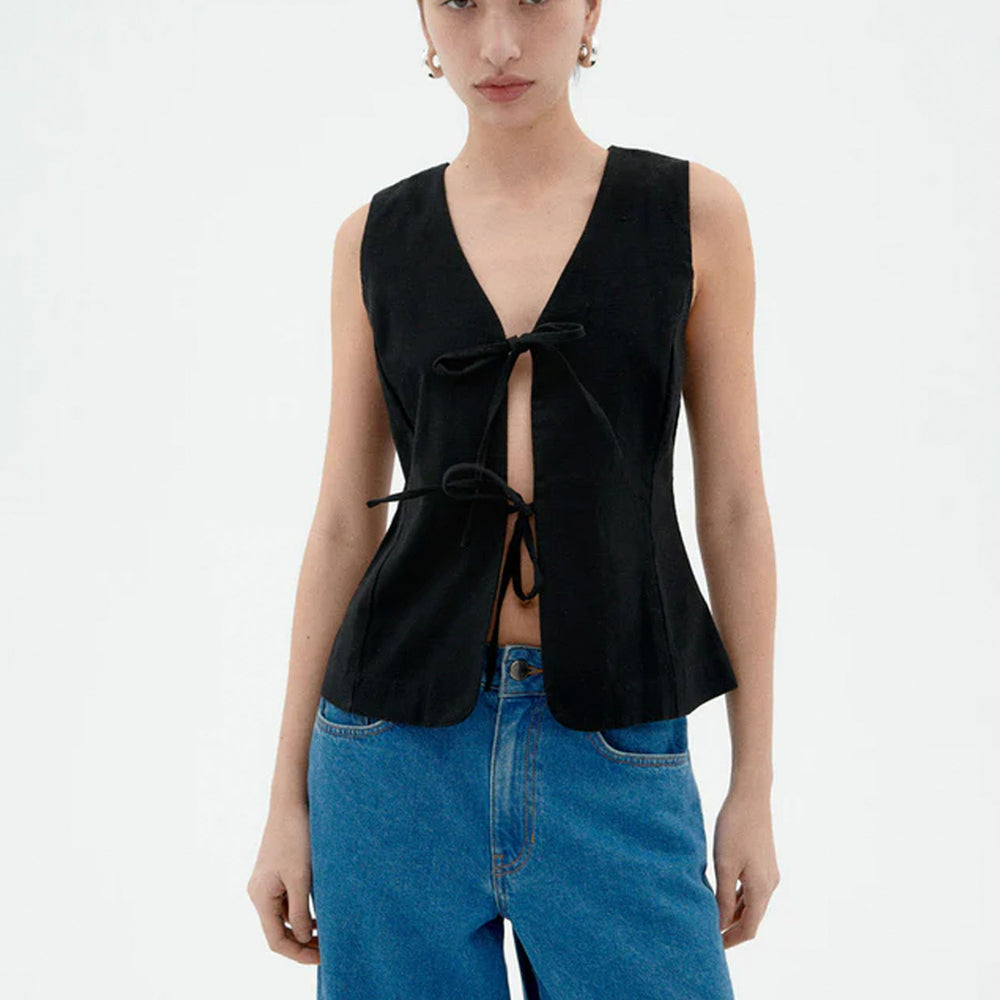 THINKING MU - ELISE TOP - BLACK