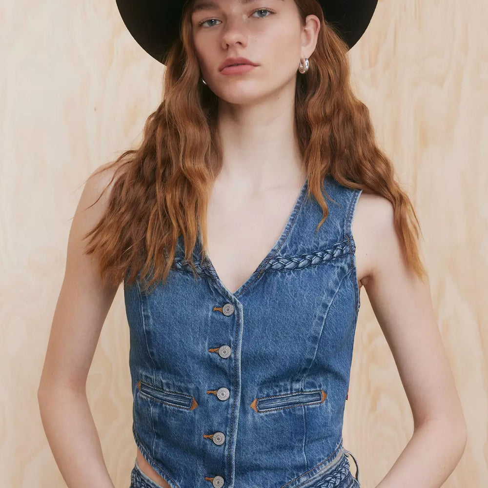 
                      
                        Pukas-Surf-Shop-Top-Woman-Levis-Braided-Denim-Corset-Big-Yikes
                      
                    