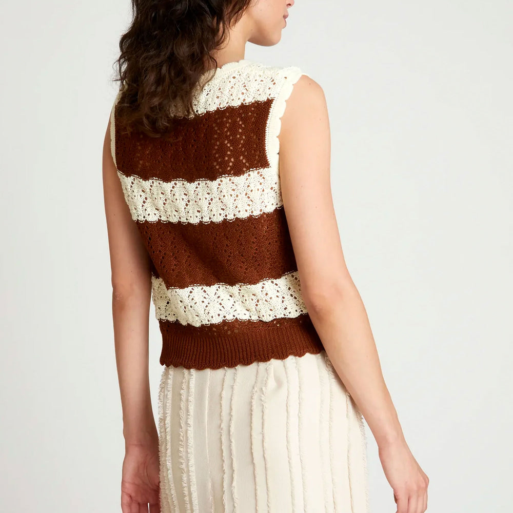 Pukas-Surf-Shop-Top-Woman-Wild-Pony-Striped-Openwork-Brown