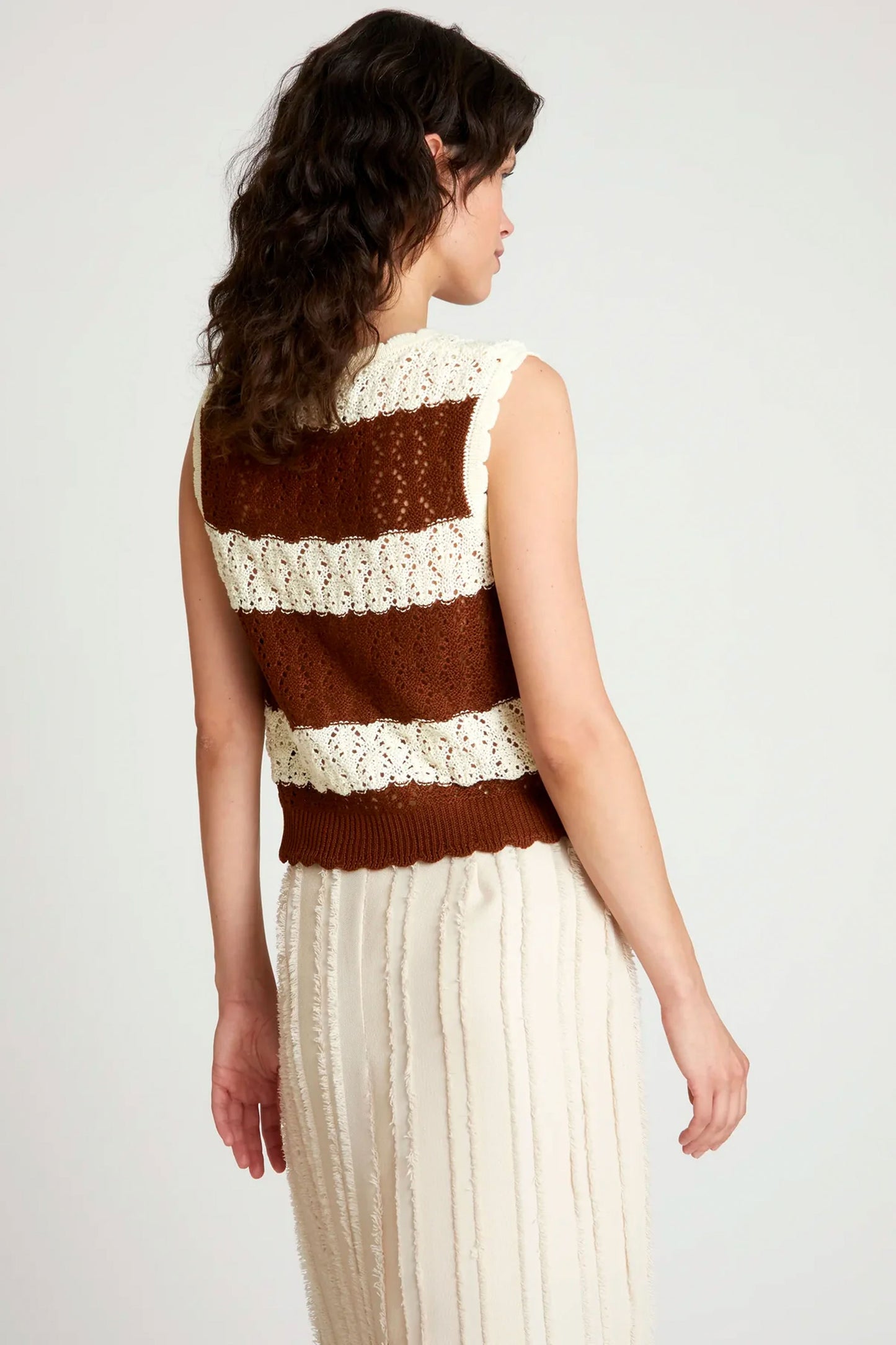 Pukas-Surf-Shop-Top-Woman-Wild-Pony-Striped-Openwork-Brown