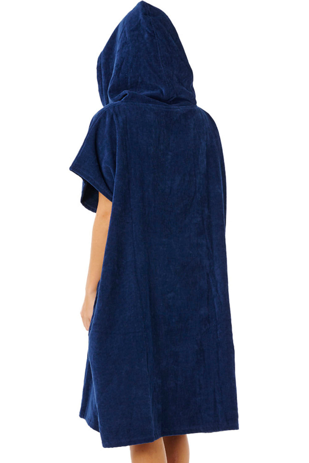 Navy blue hooded towel on a white background