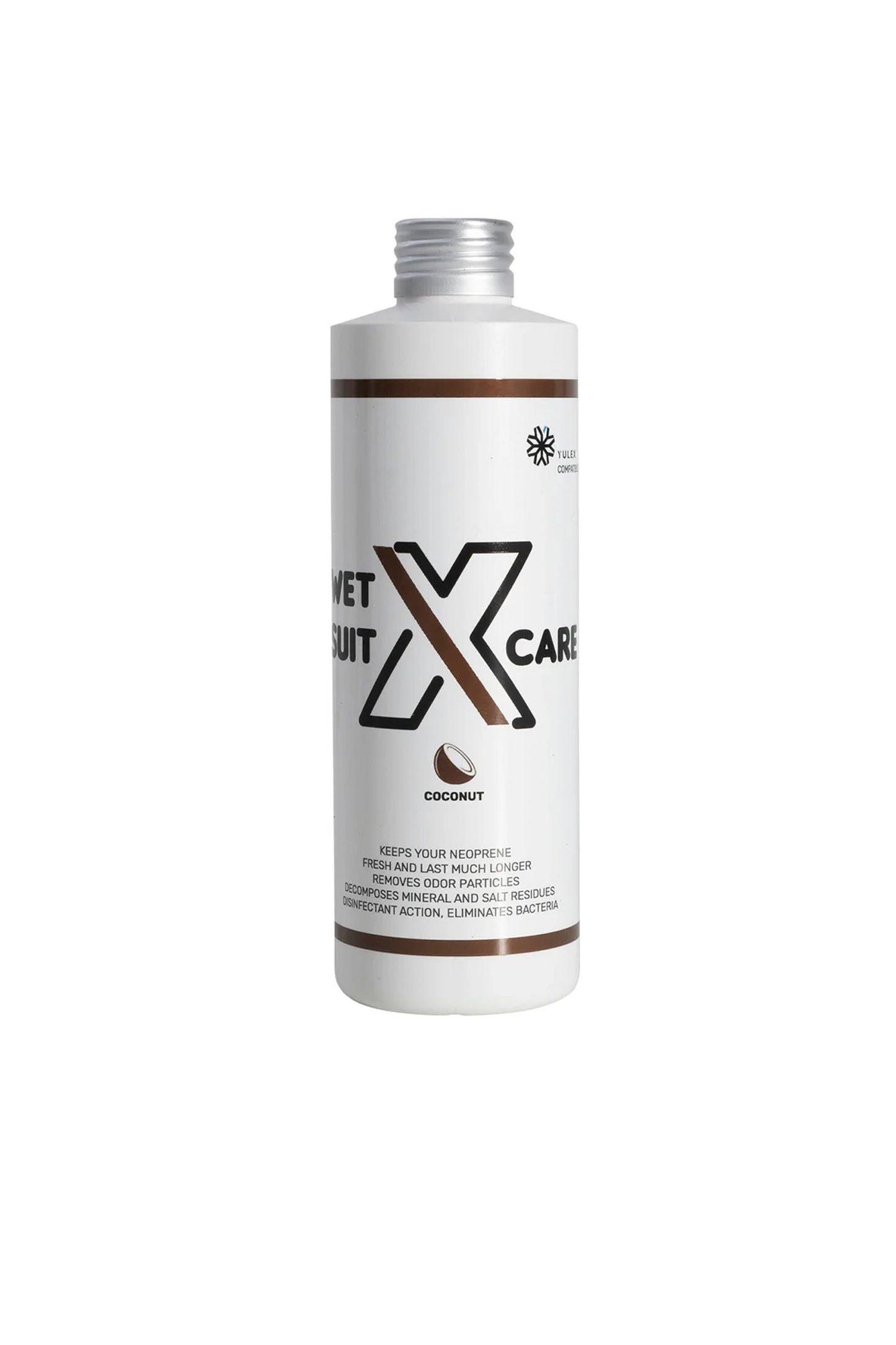 Bottle of Wet Suit X Care 500ml Coconut on a white background