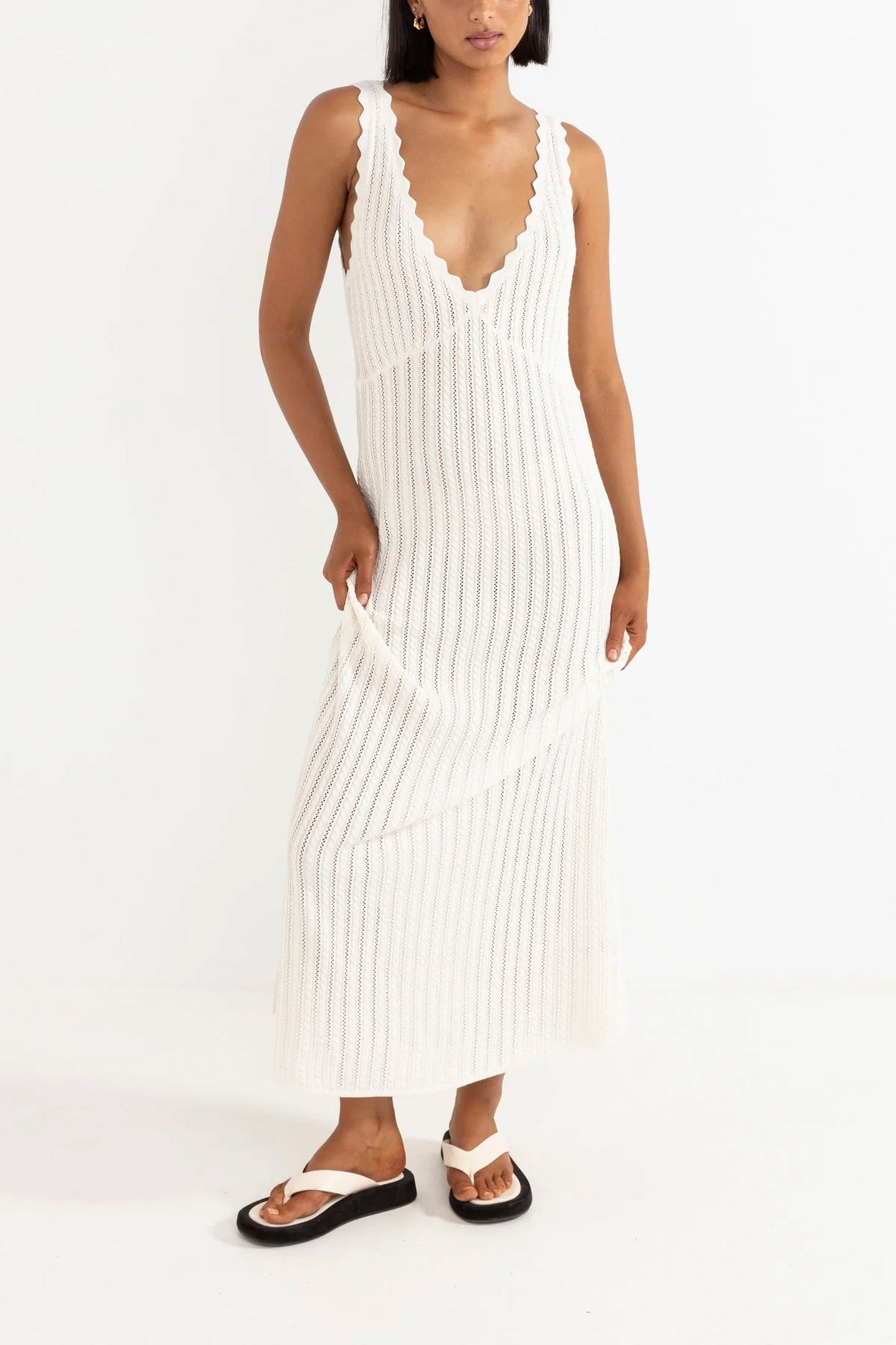 RHYTHM Scallop Knit Maxi Dress | Shop at PUKAS SURF SHOP