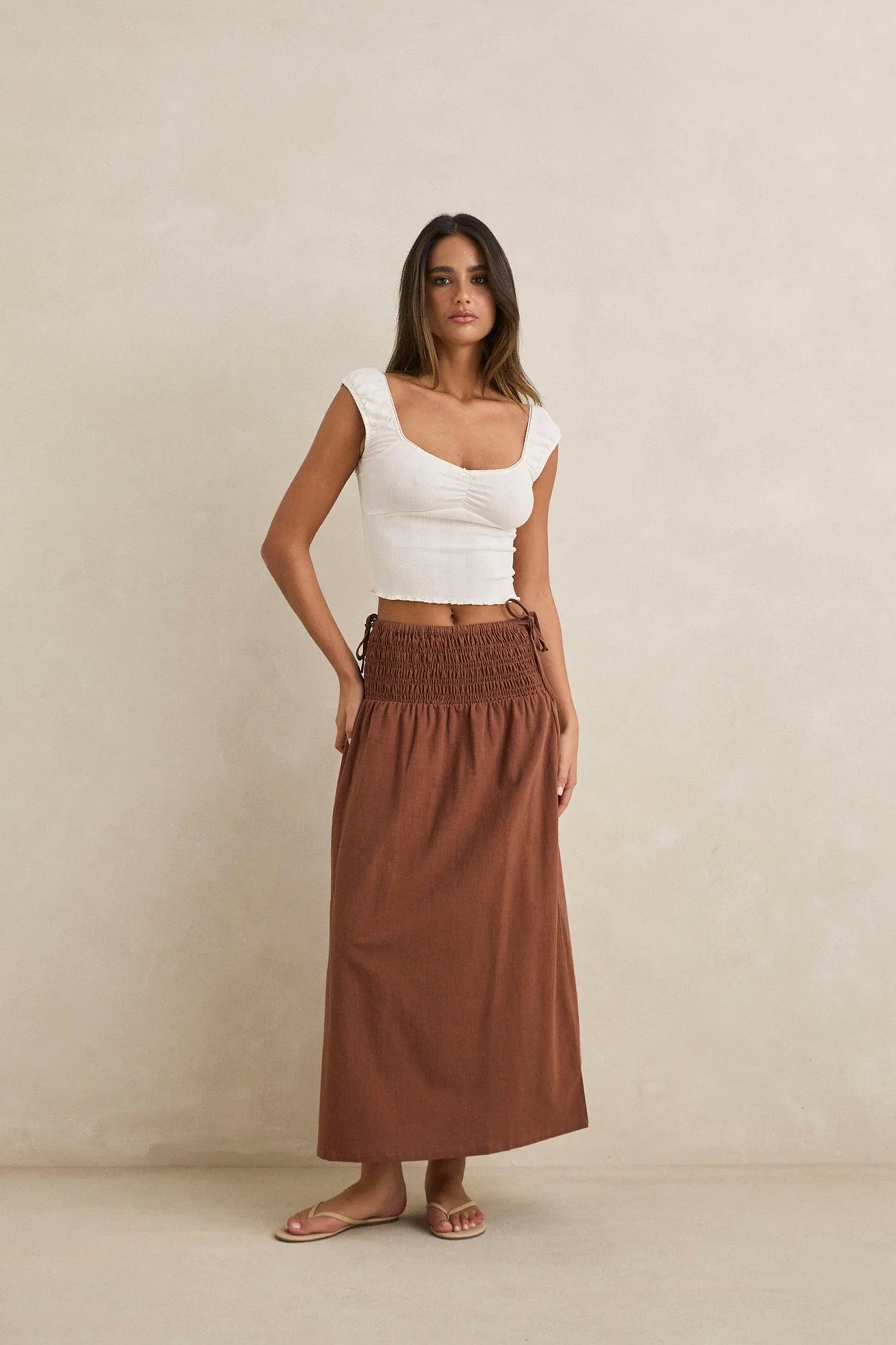 RHYTHM Alana Tie Side Maxi Skirt | Shop at PUKAS SURF SHOP