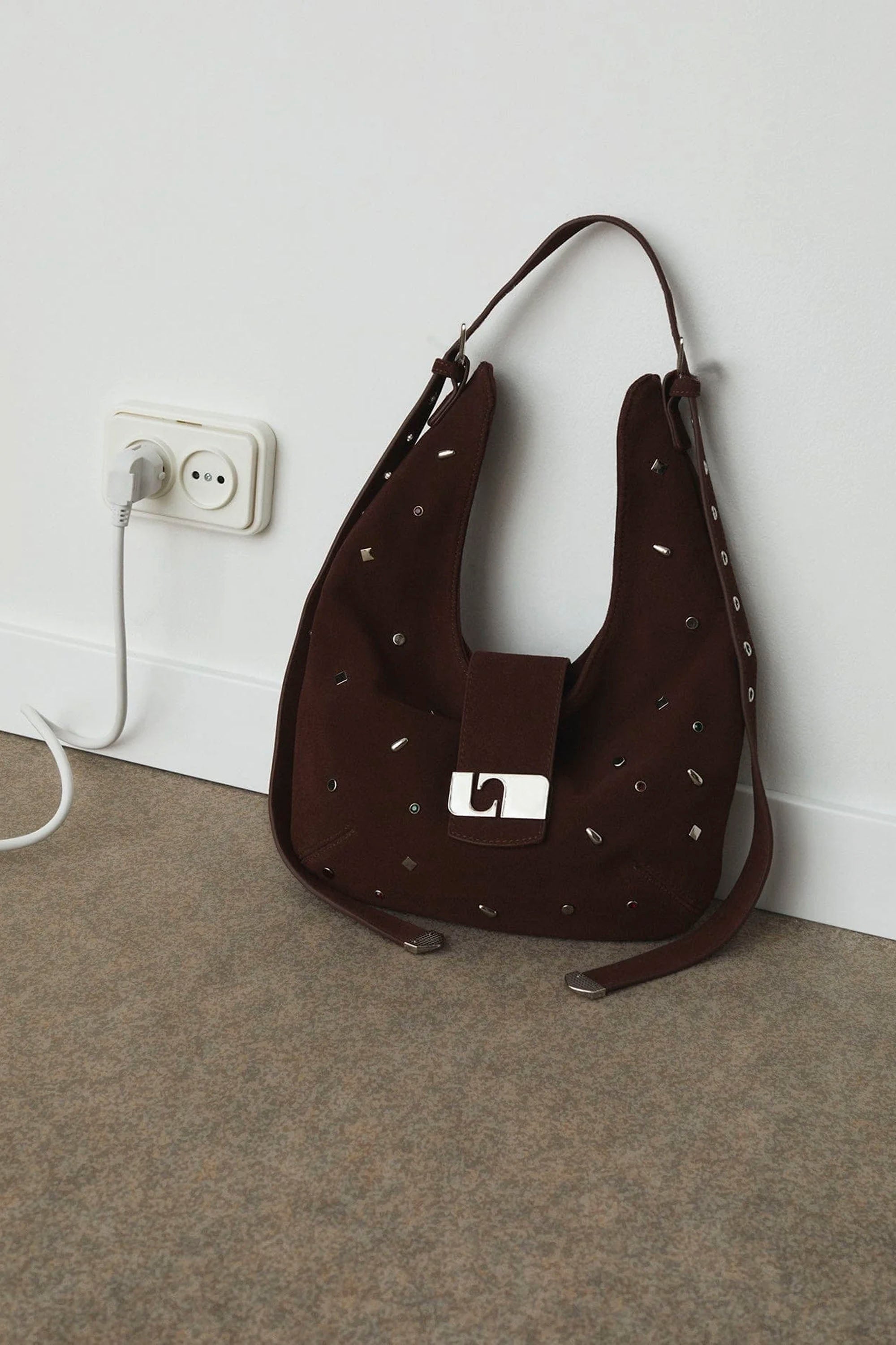 LAAGAM Vixen Brown Suede Studs Bag | Shop at PUKAS SURF SHOP