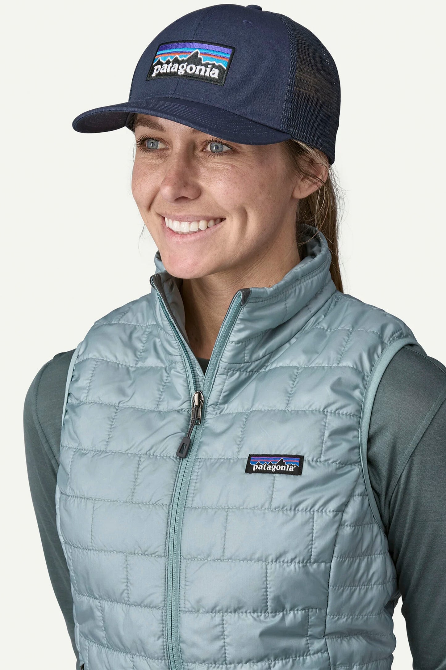 Pukas Surf Shop Patagonia P-6 Logo Trucker Hat in New Navy